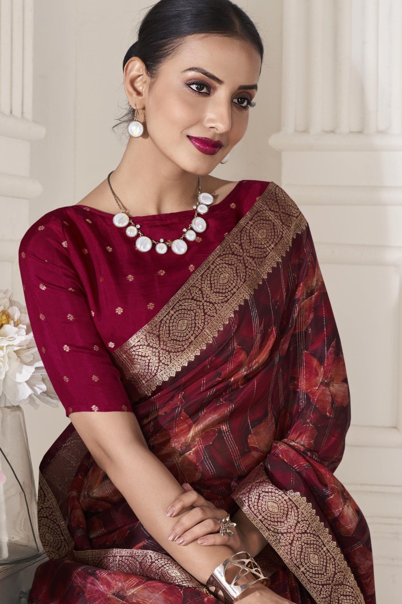 Espresso Brown Banarasi Silk Saree