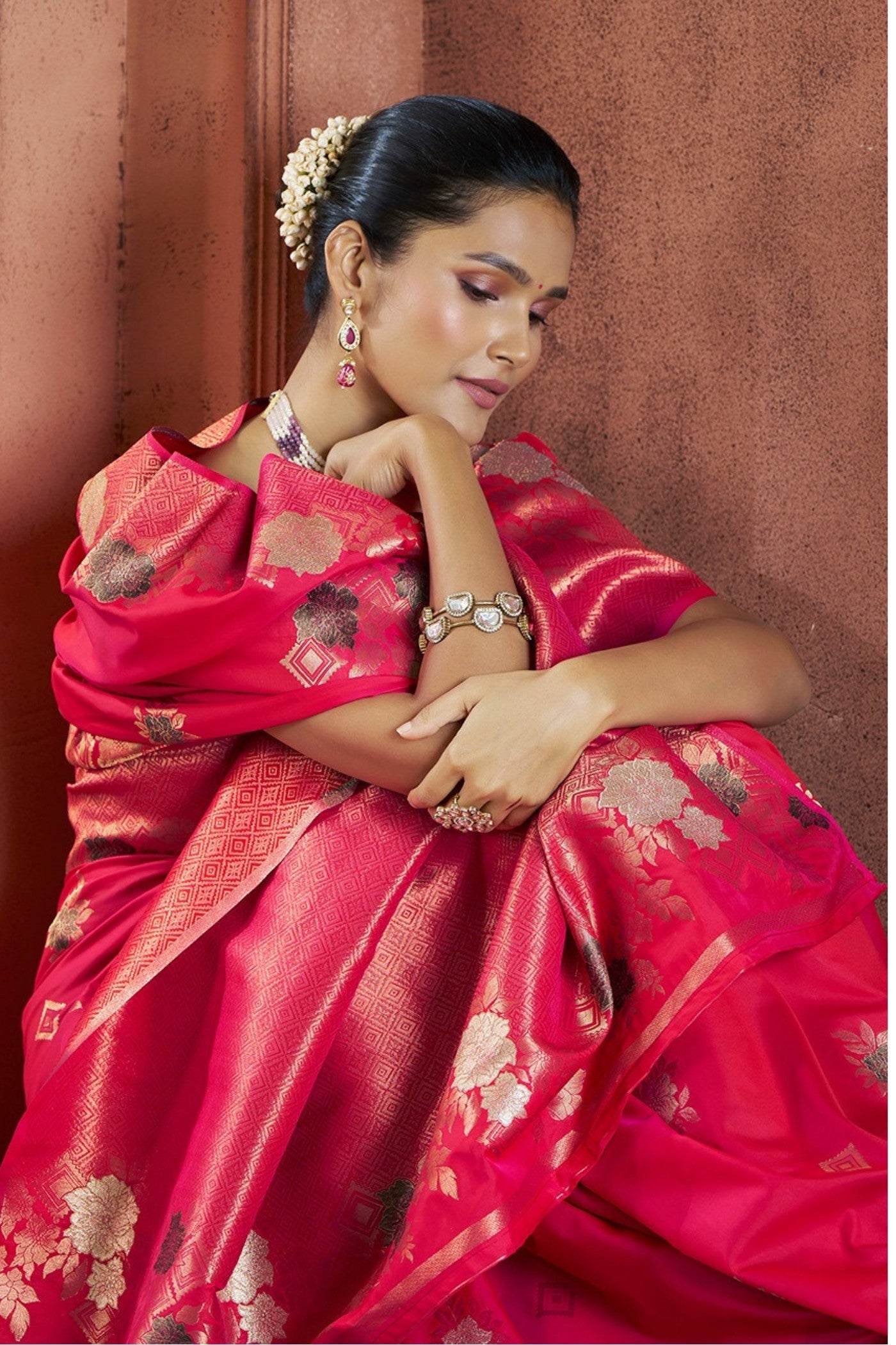 Romance Red Woven Banarasi Saree