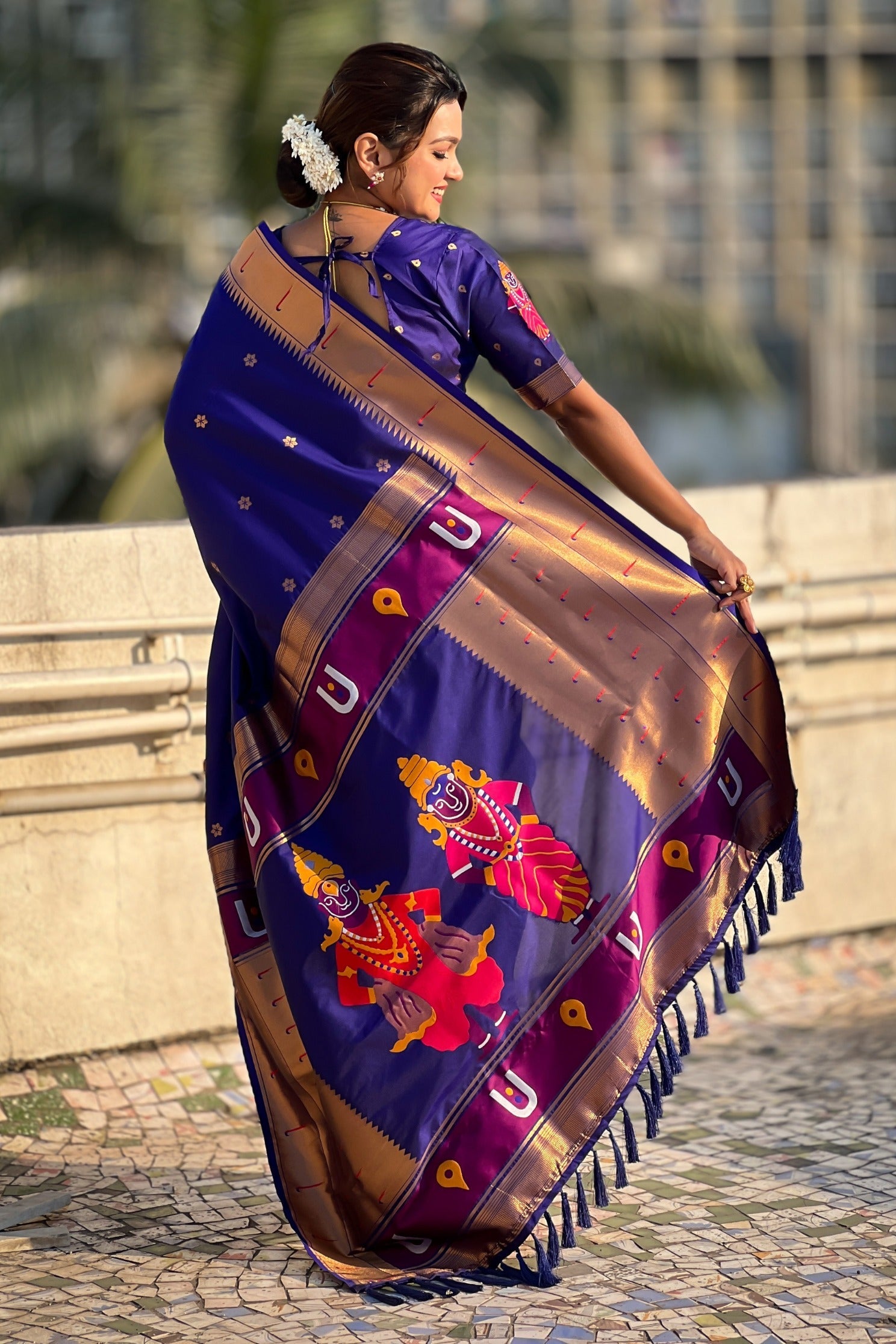 Azure Blue Woven Paithani Saree