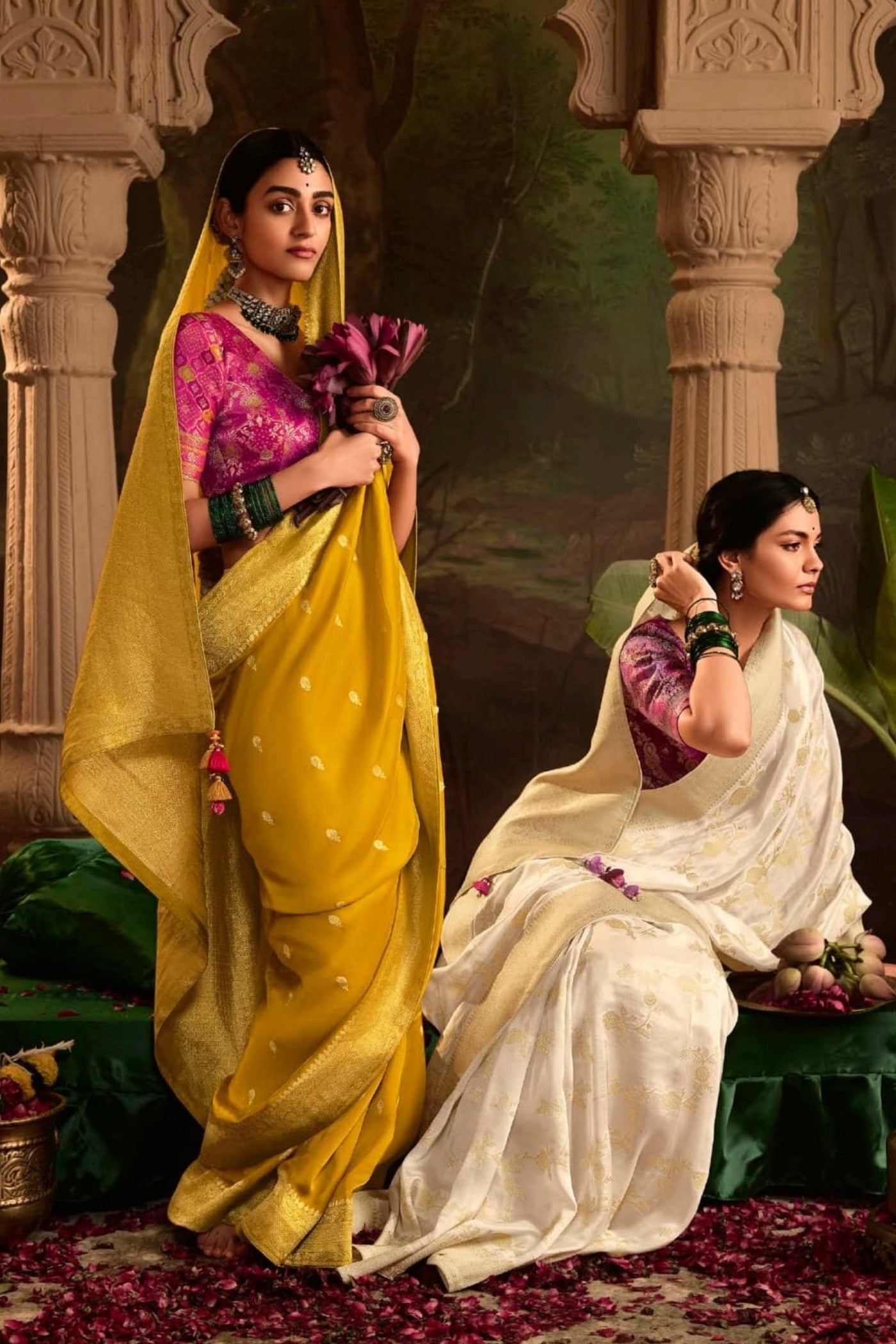 Equator Yellow Designer Banarasi Dola Silk Saree