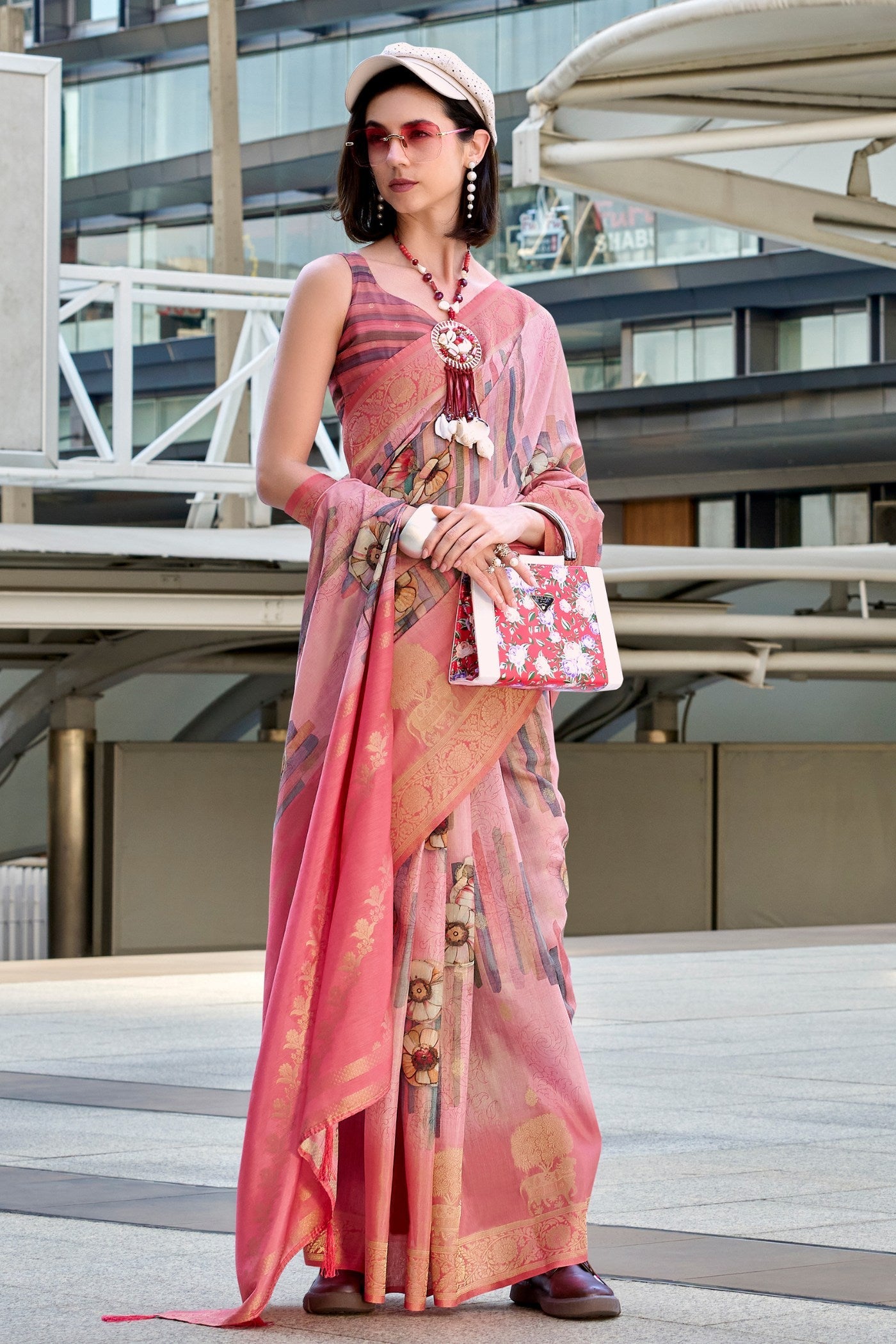 Punch Pink Banarasi Handloom Saree