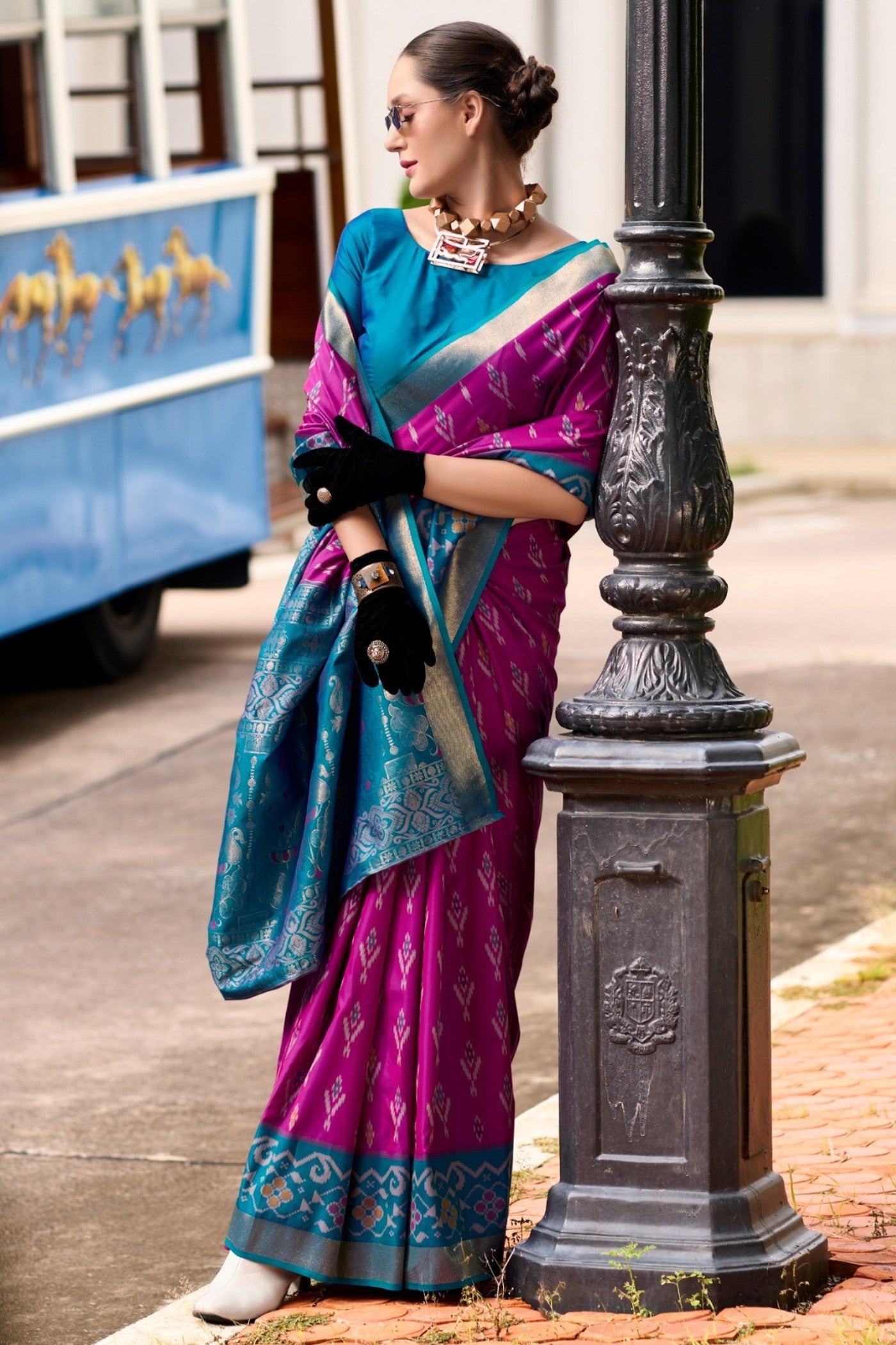 Midnight Pearl Purple Woven Banarasi Soft Silk Saree