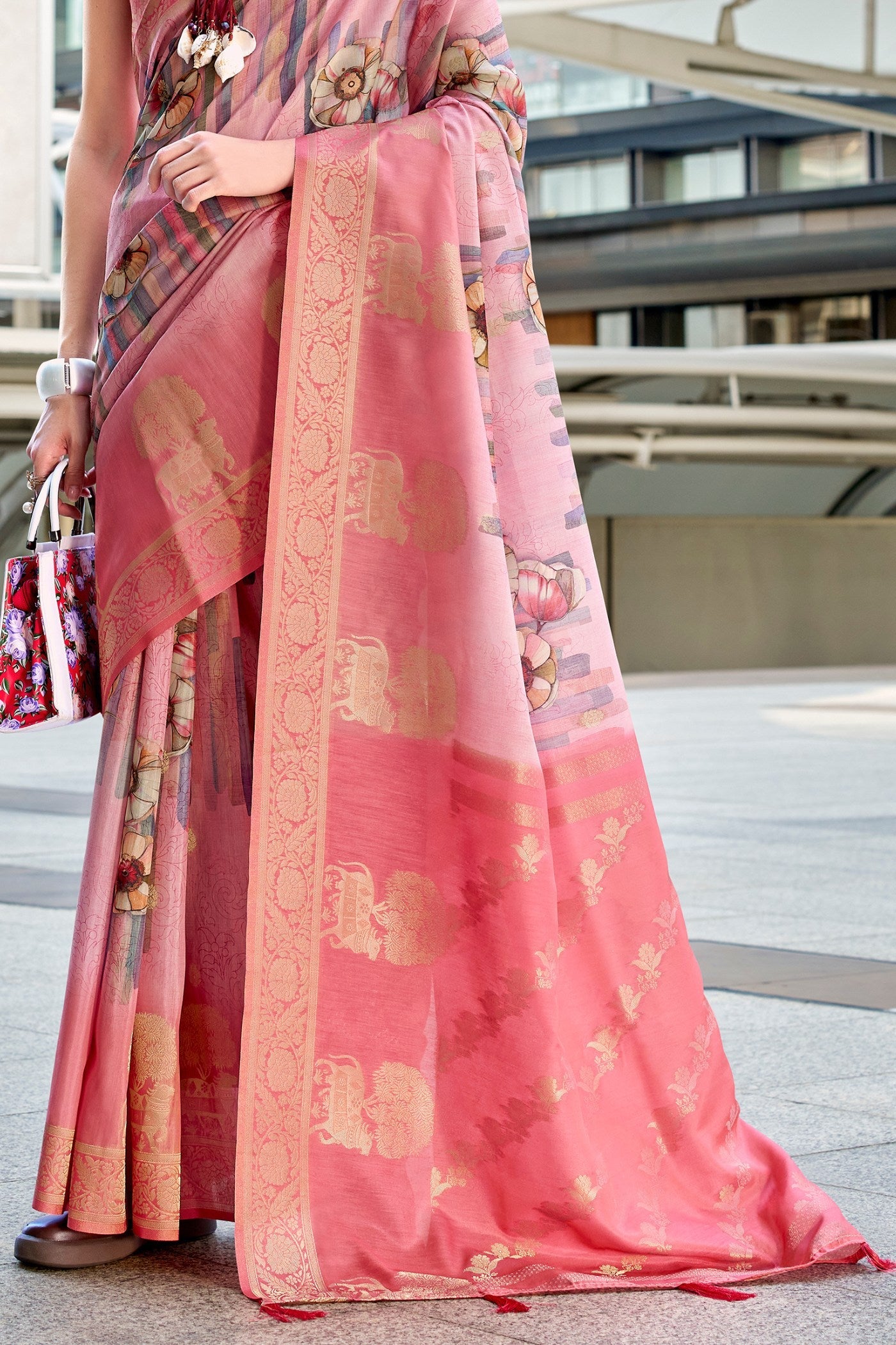 Punch Pink Banarasi Handloom Saree