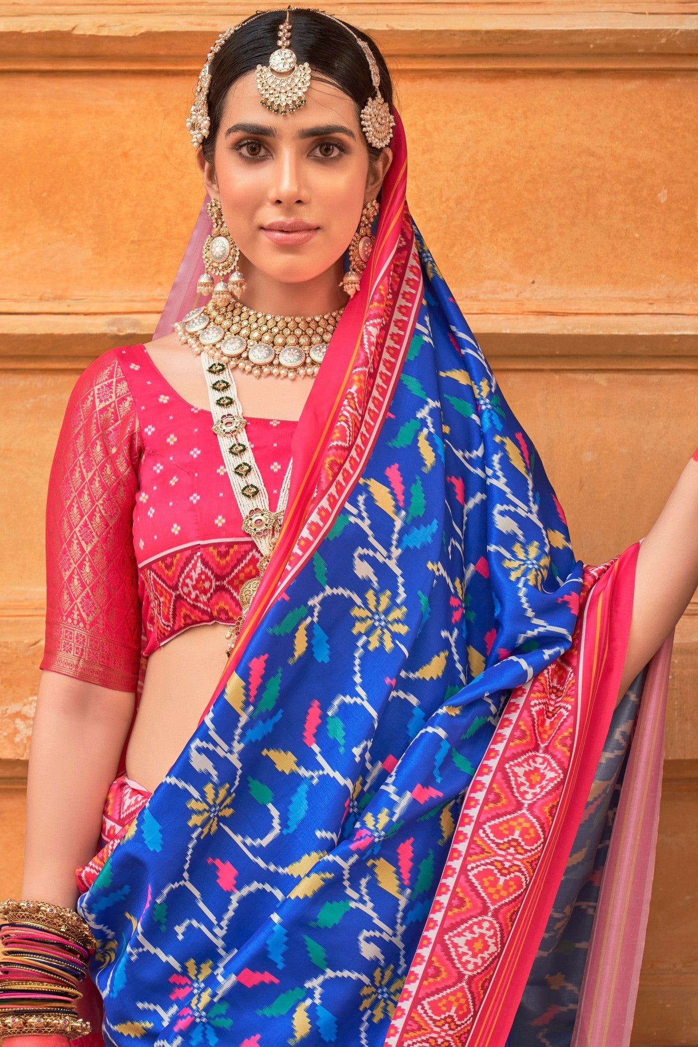 Royal Blue Printed Patola Saree