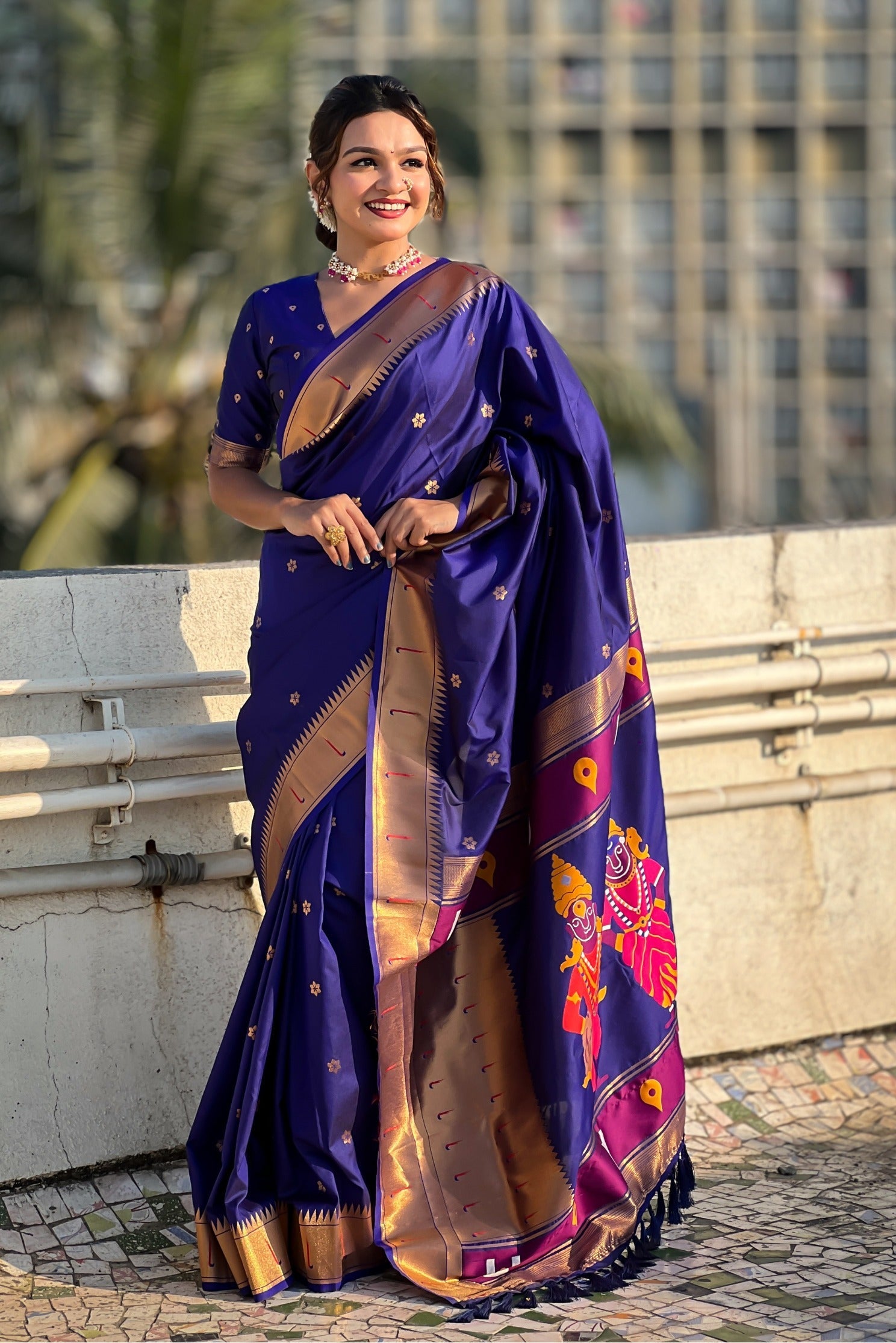 Azure Blue Woven Paithani Saree