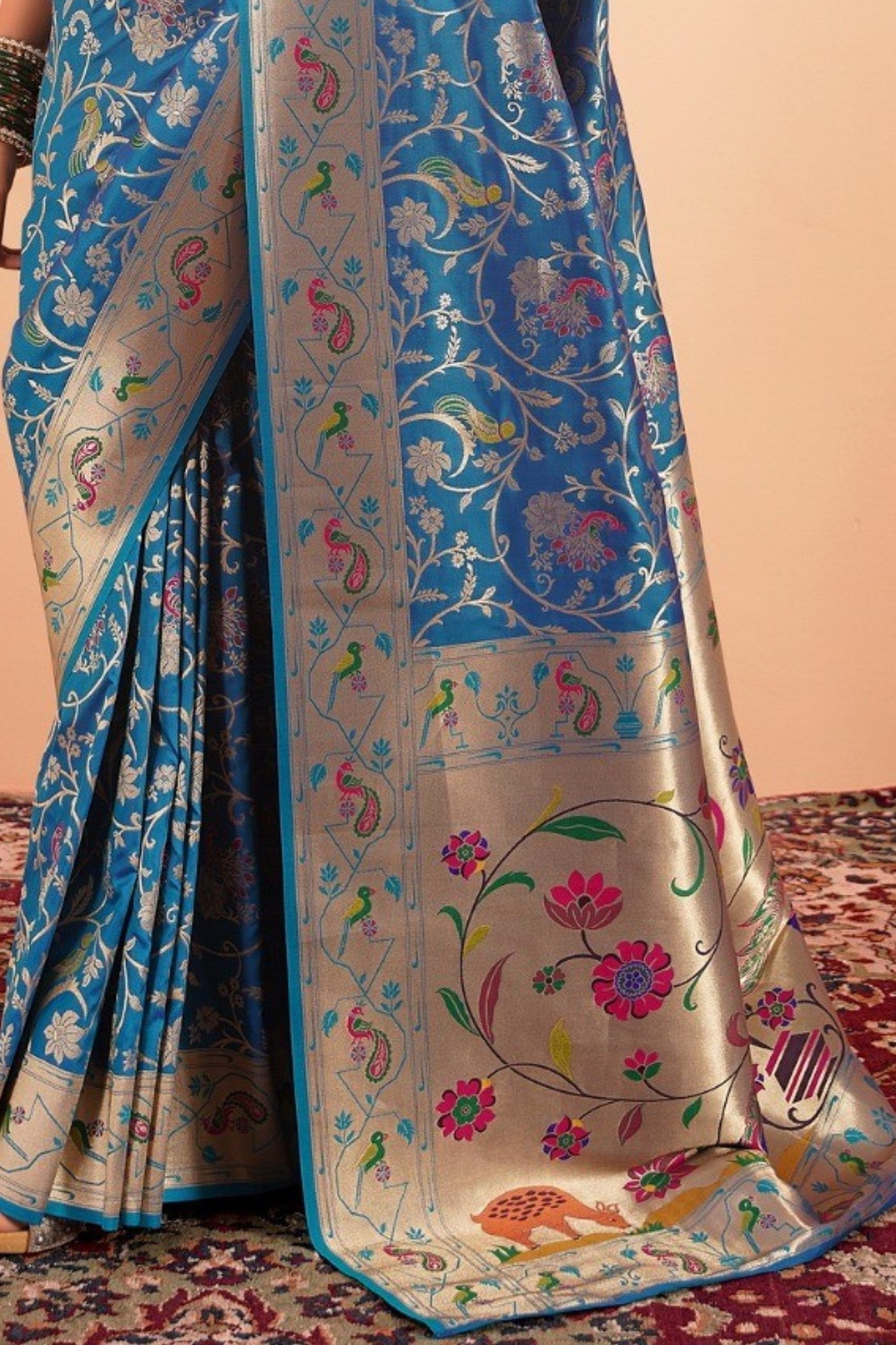 Windows Blue Woven Paithani Saree