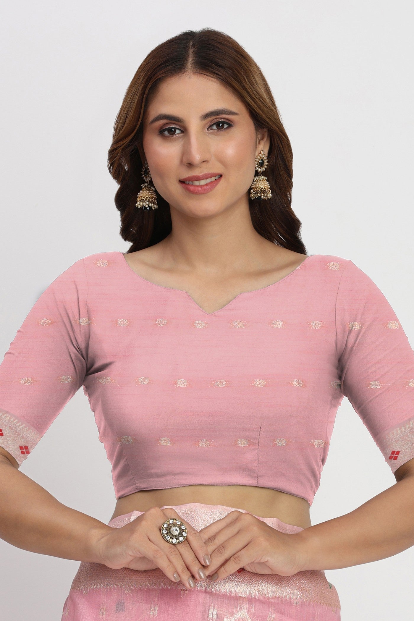 Sea Pink Woven Linen Cotton Saree