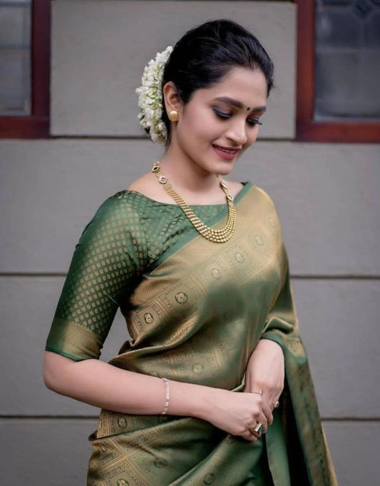 Heavy Banarasi Silk Woven Modern Pattern Saree - Mira Fashion
