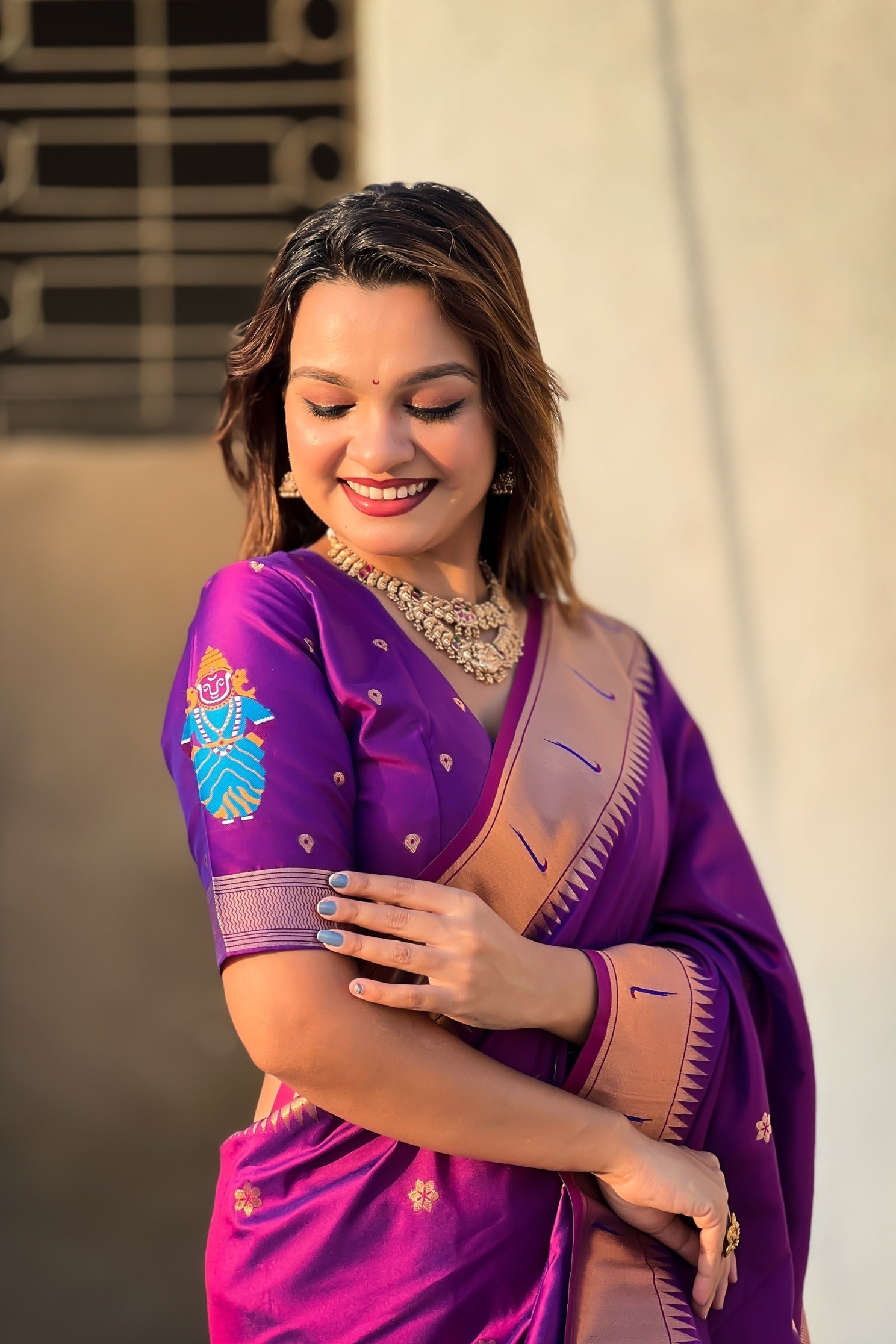 Sangria Purple Woven Paithani Saree