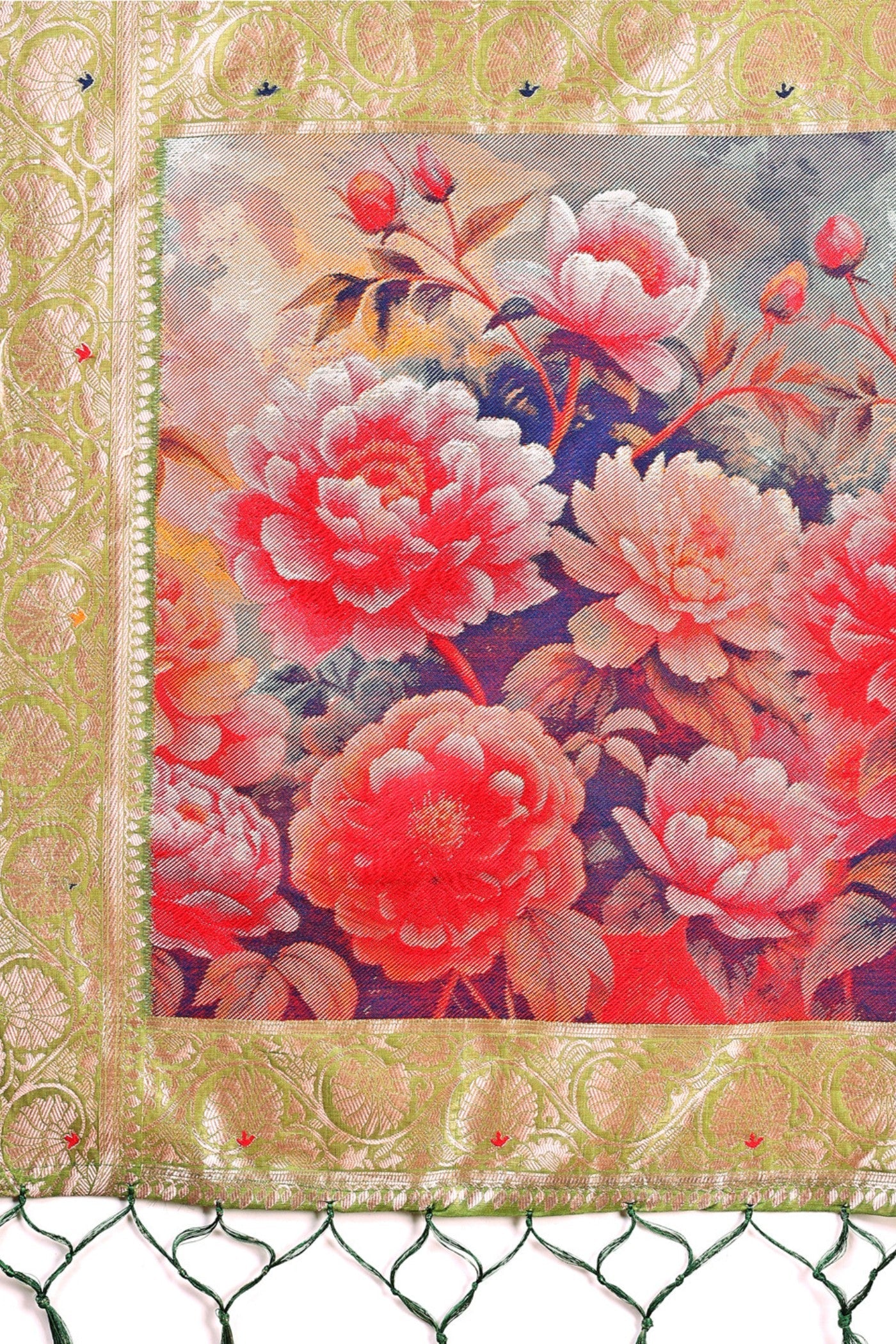 Lime Green Woven Linen Cotton Saree