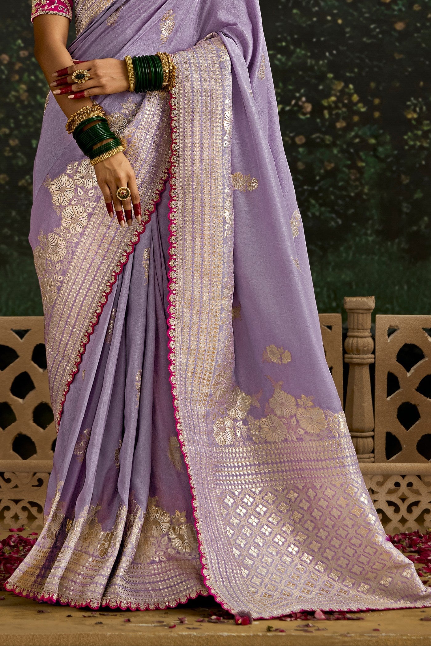 Lilac Purple Designer Banarasi Saree