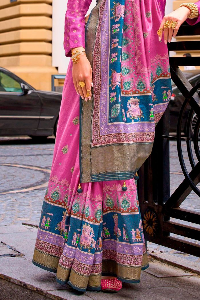 Charm Pink Printed Patola Saree