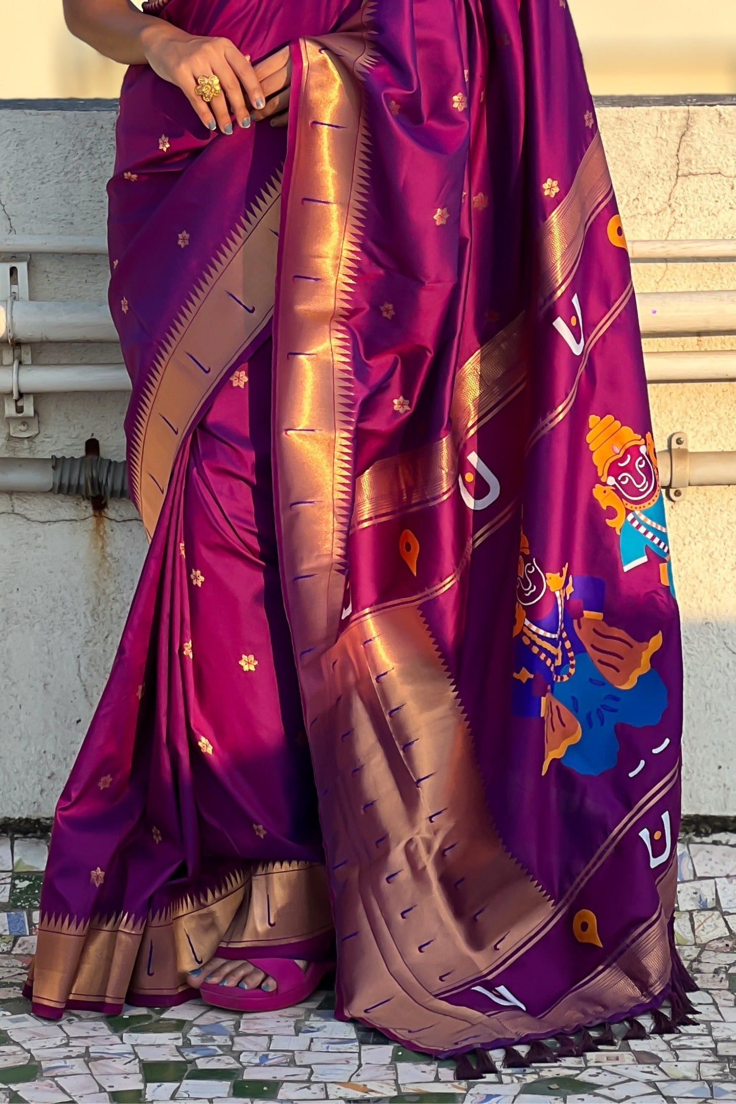 Sangria Purple Woven Paithani Saree