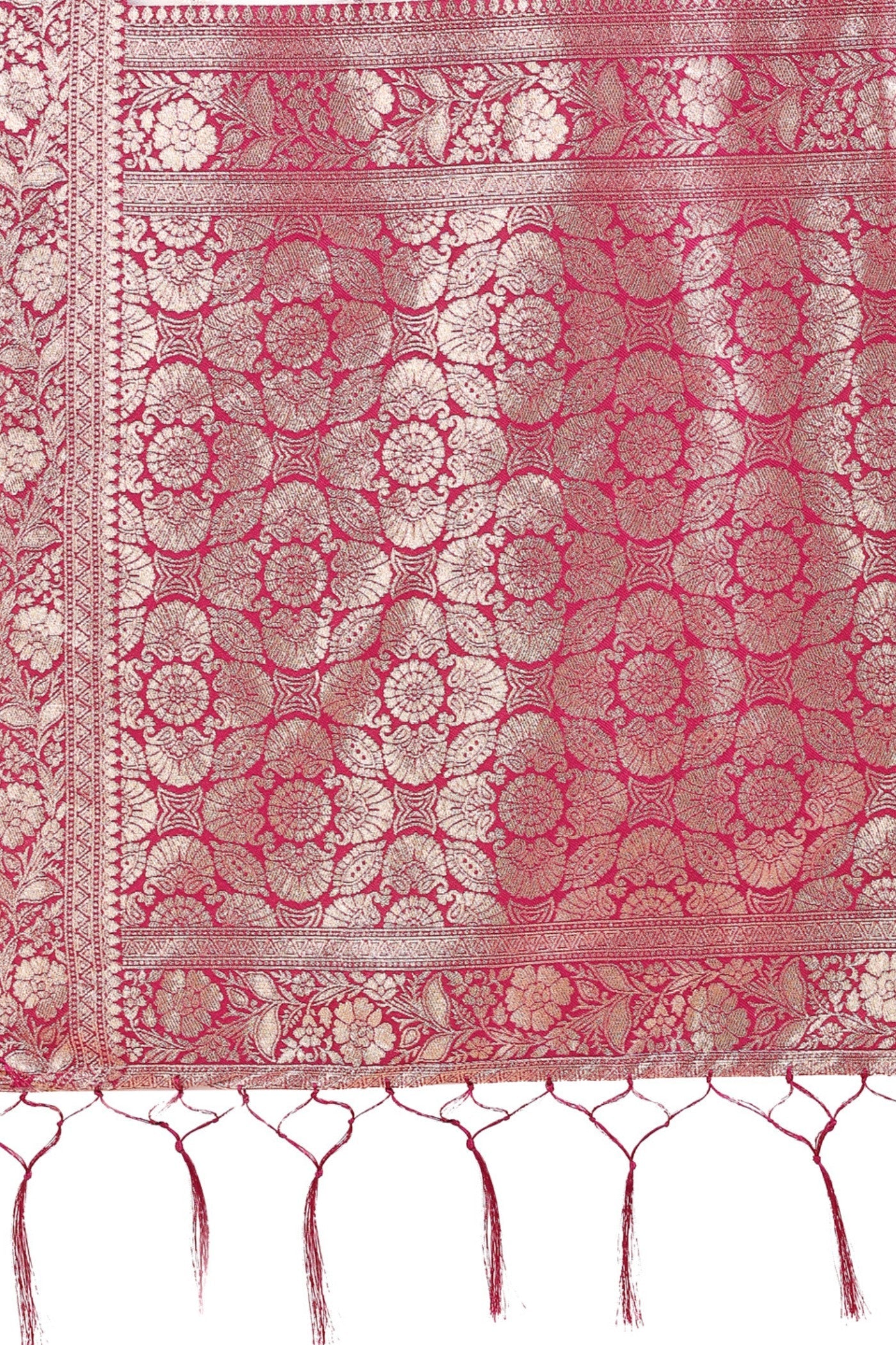 Bone White and Pink Linen Cotton Saree