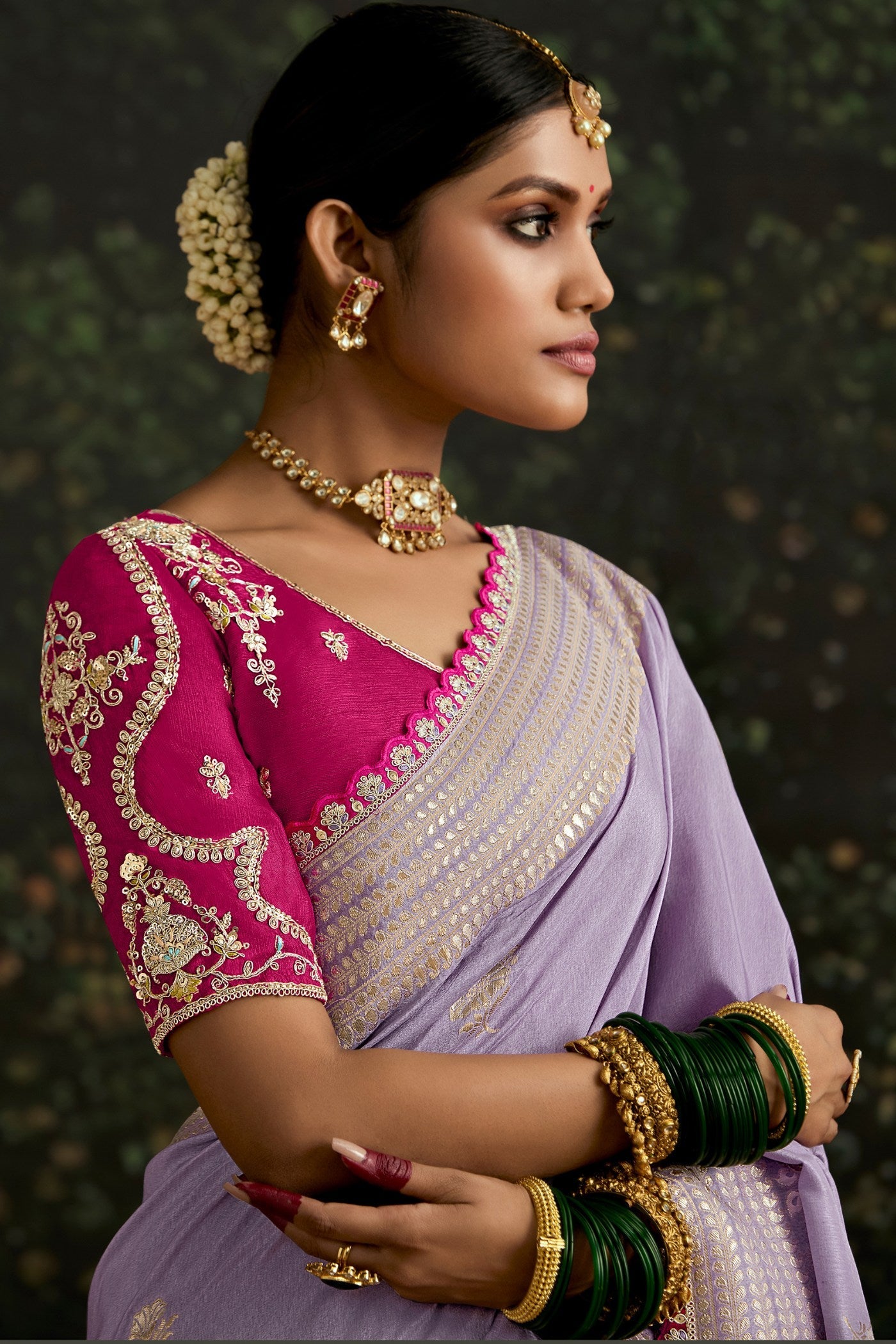 Lilac Purple Designer Banarasi Saree