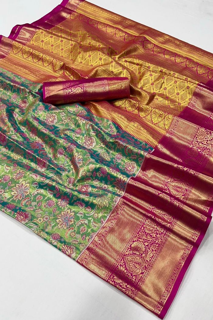 Shadow Green Woven Kanjivaram Saree