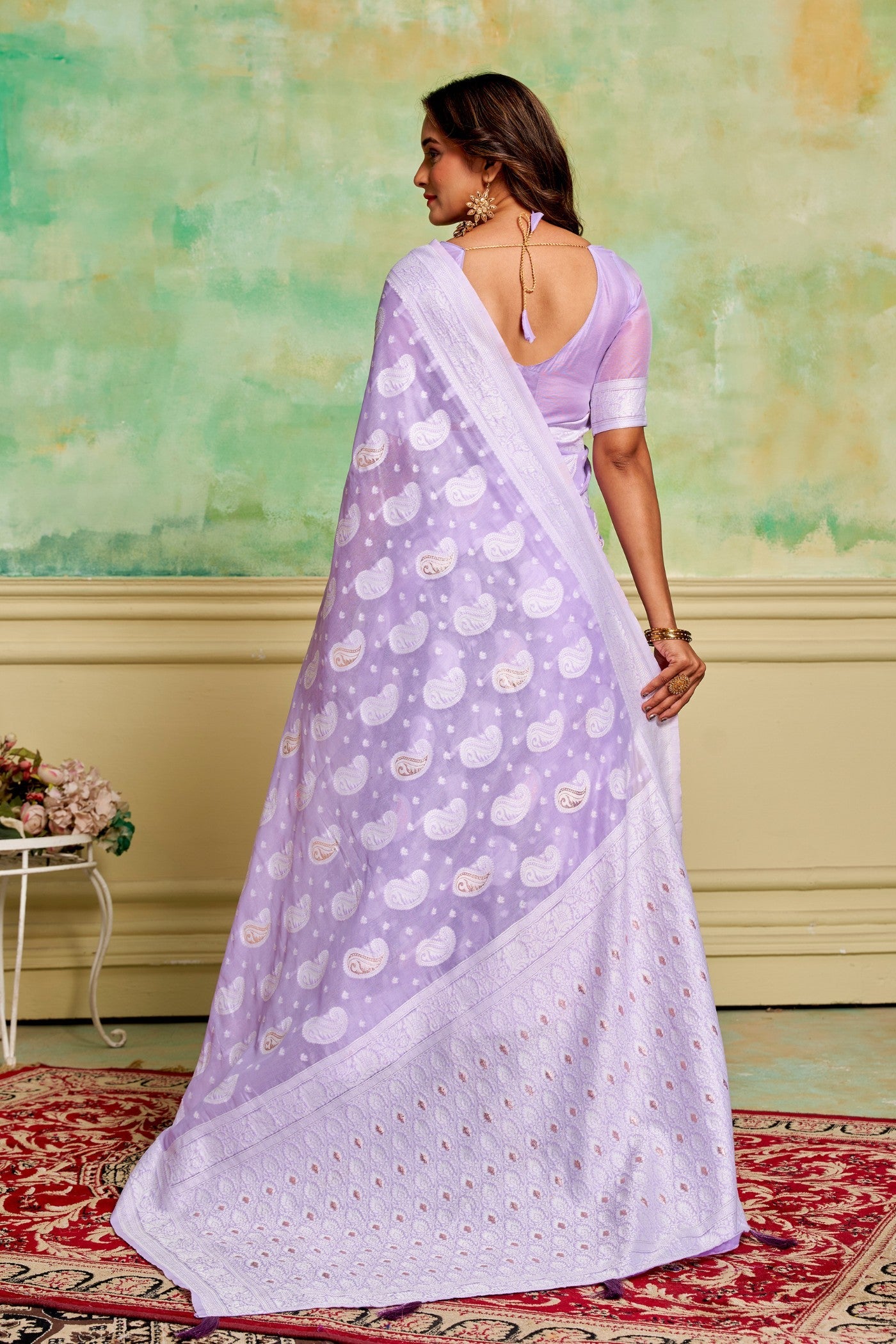 Iris Purple Woven Cotton Saree