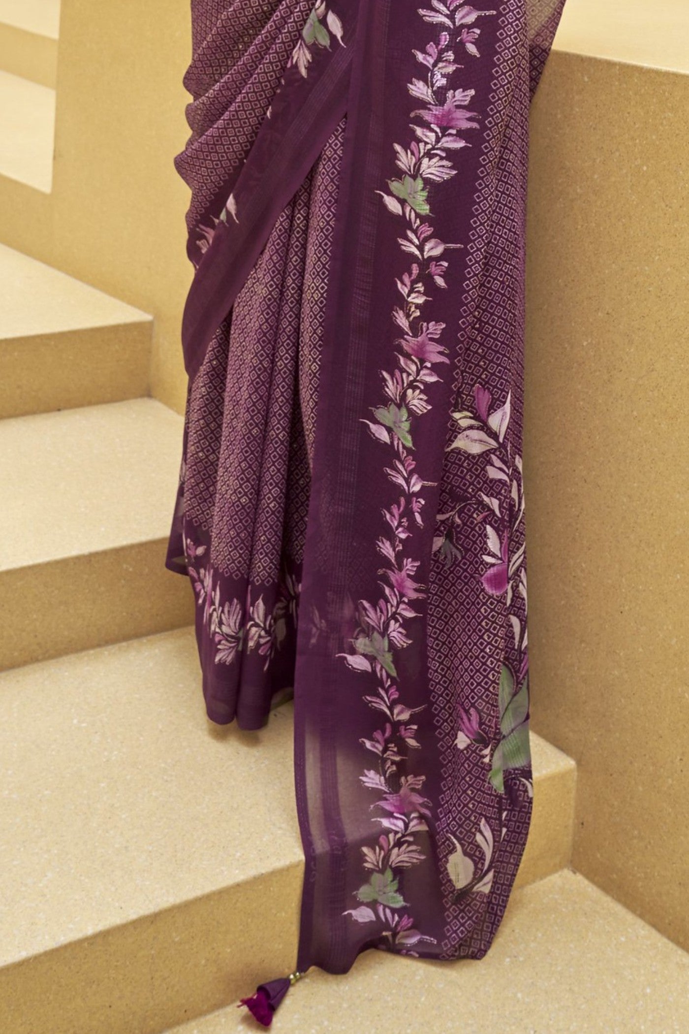 Livid Purple Georgette Printed Saree