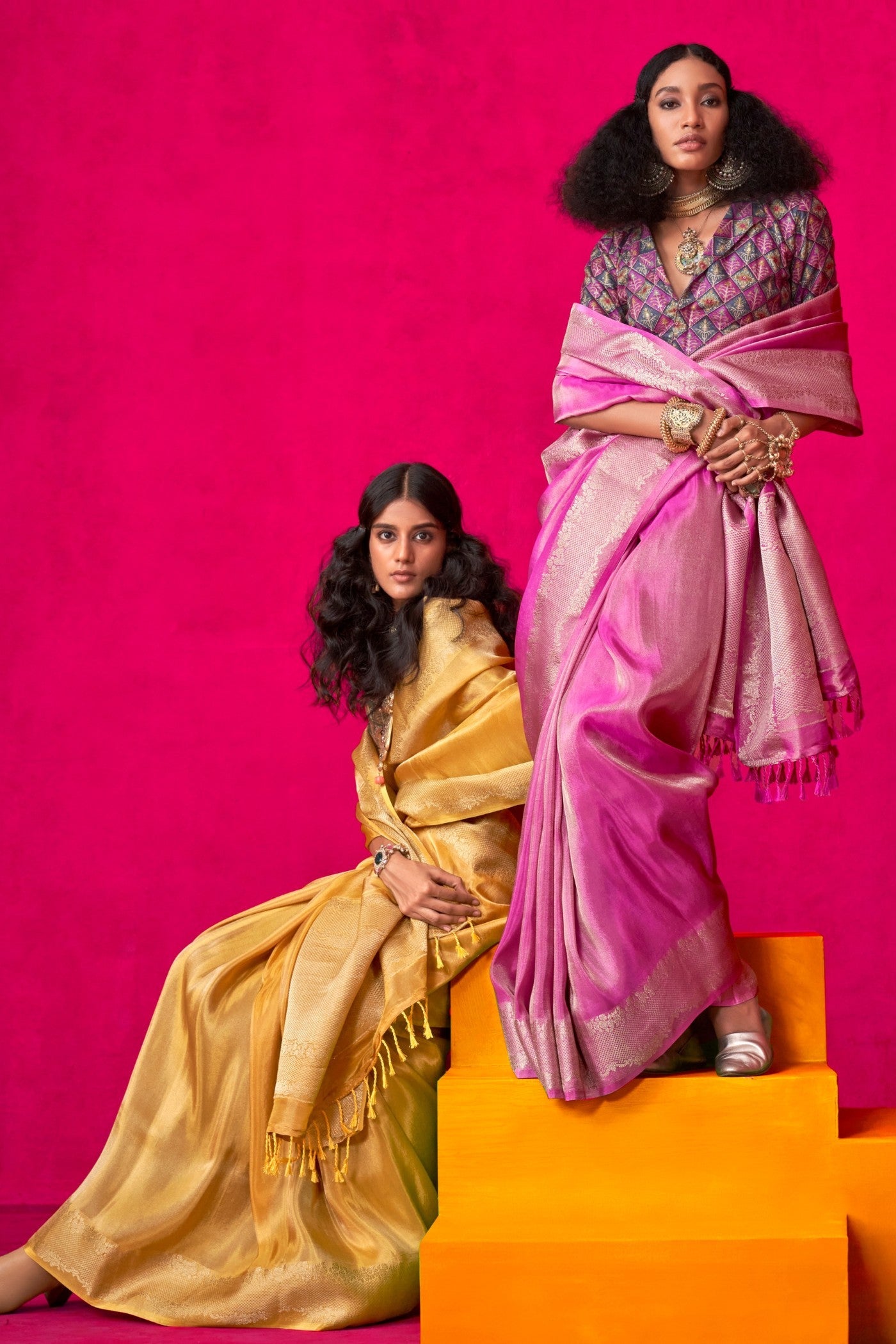 Blossom Pink Tissue Silk Saree