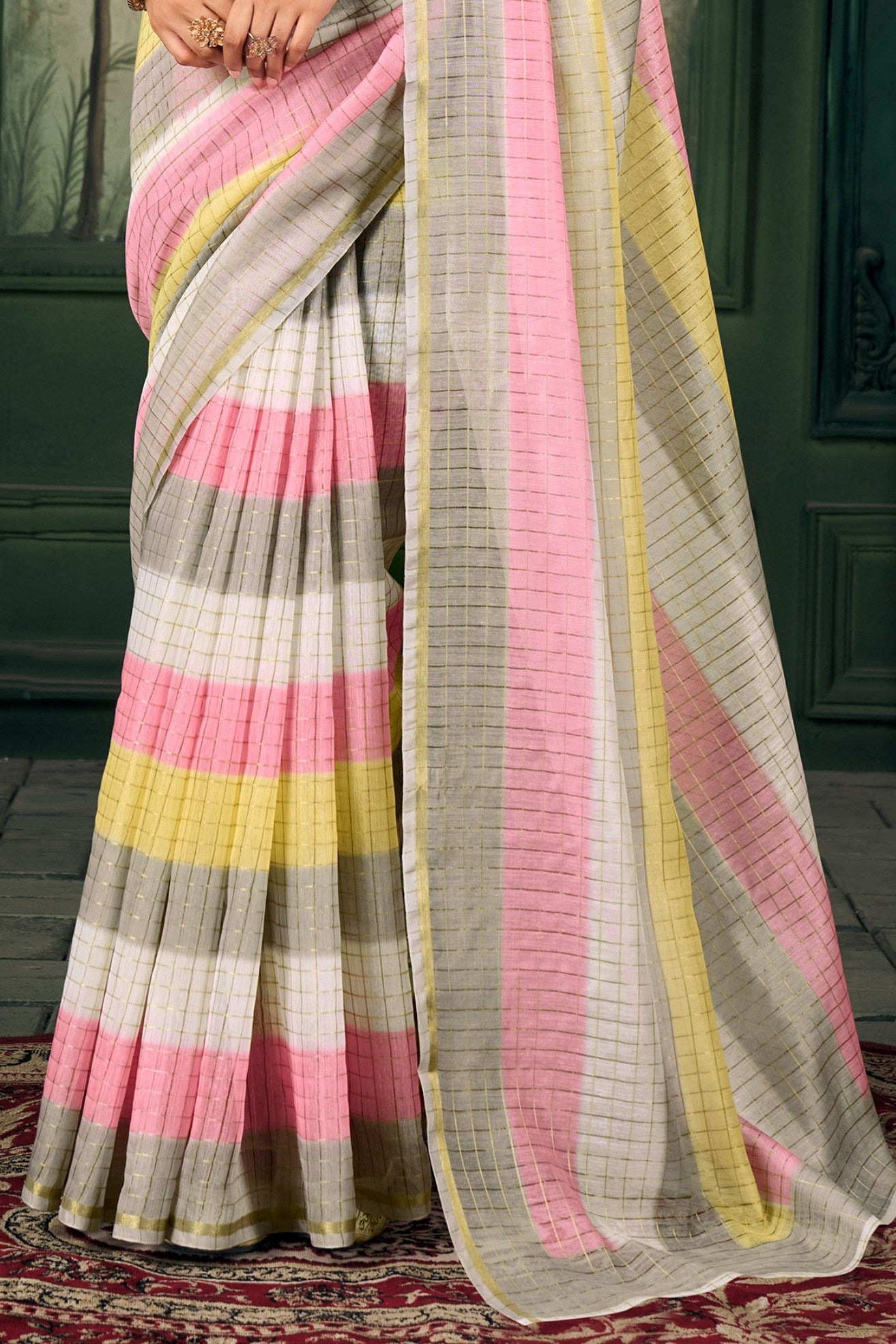 Mauvelous Pink Chanderi Linen Saree