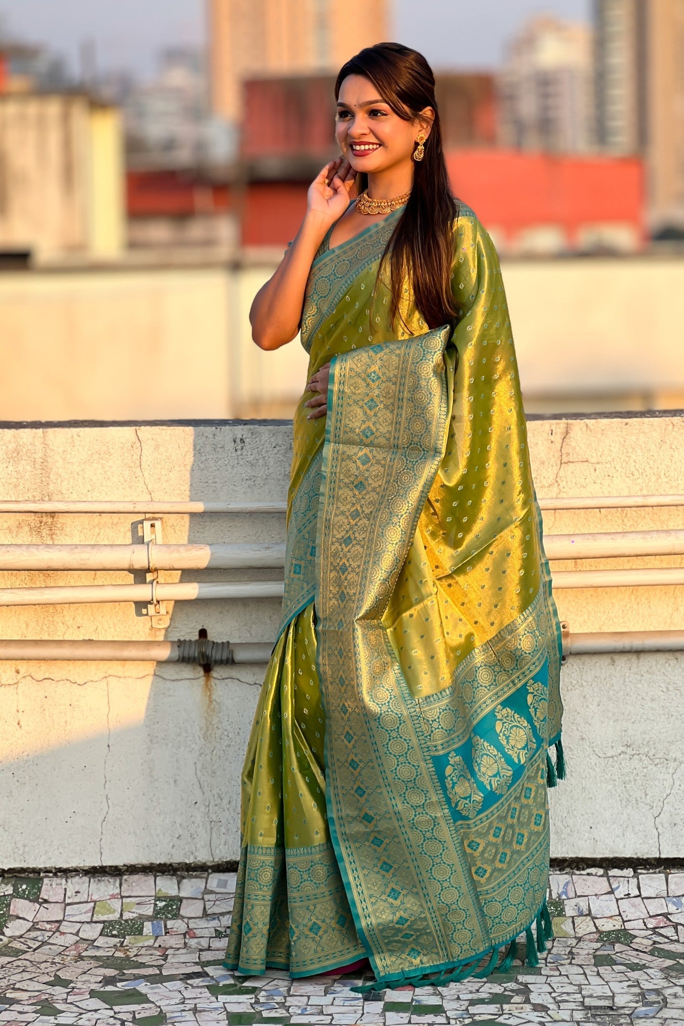 Himalaya Green Woven Banarasi Saree