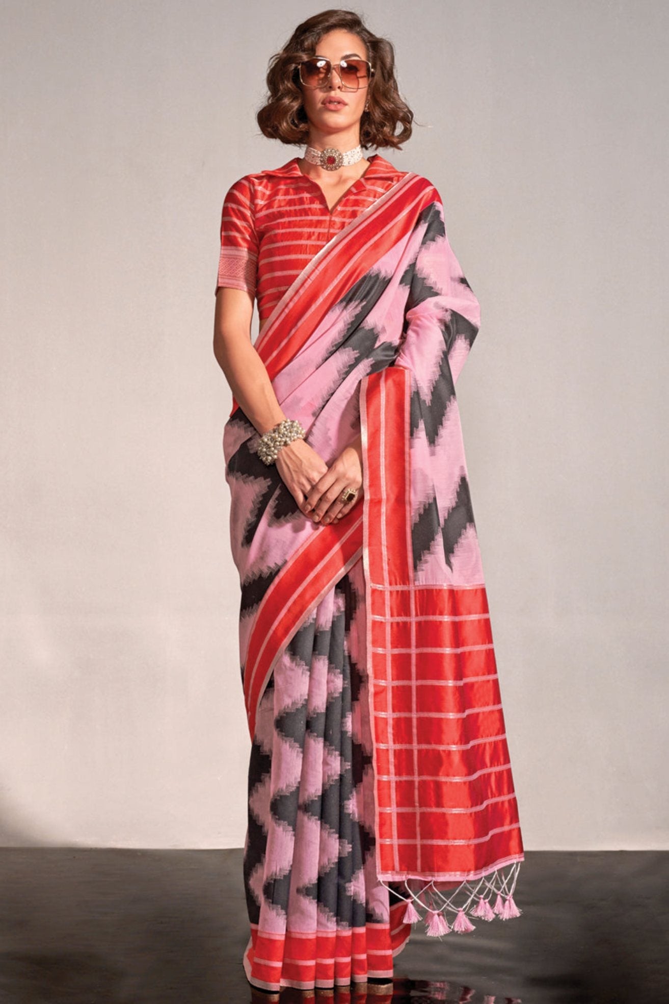 Cupid Pink Woven Banarasi Soft Silk Saree