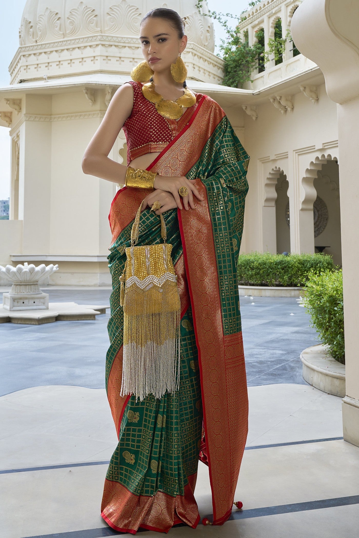 Tom Thumb Green Woven Kanjivaram Saree