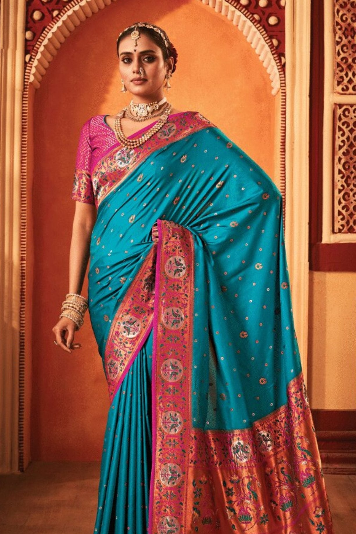 Atoll Blue Woven Paithani Saree