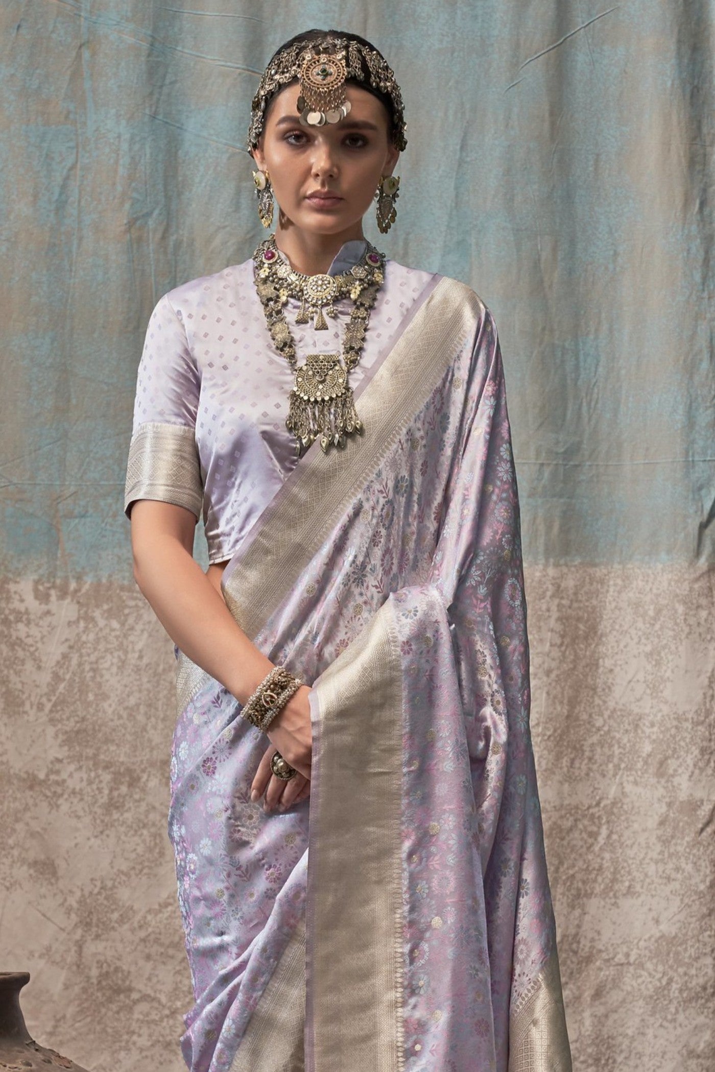 Shadows Grey Banarasi Handloom Saree