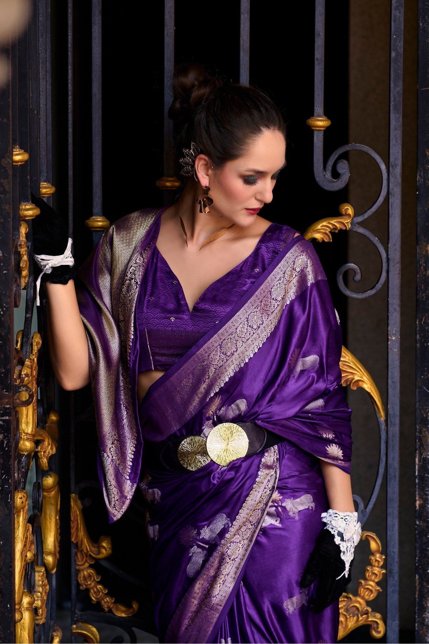 Lollipop Purple Handloom Satin Silk Saree