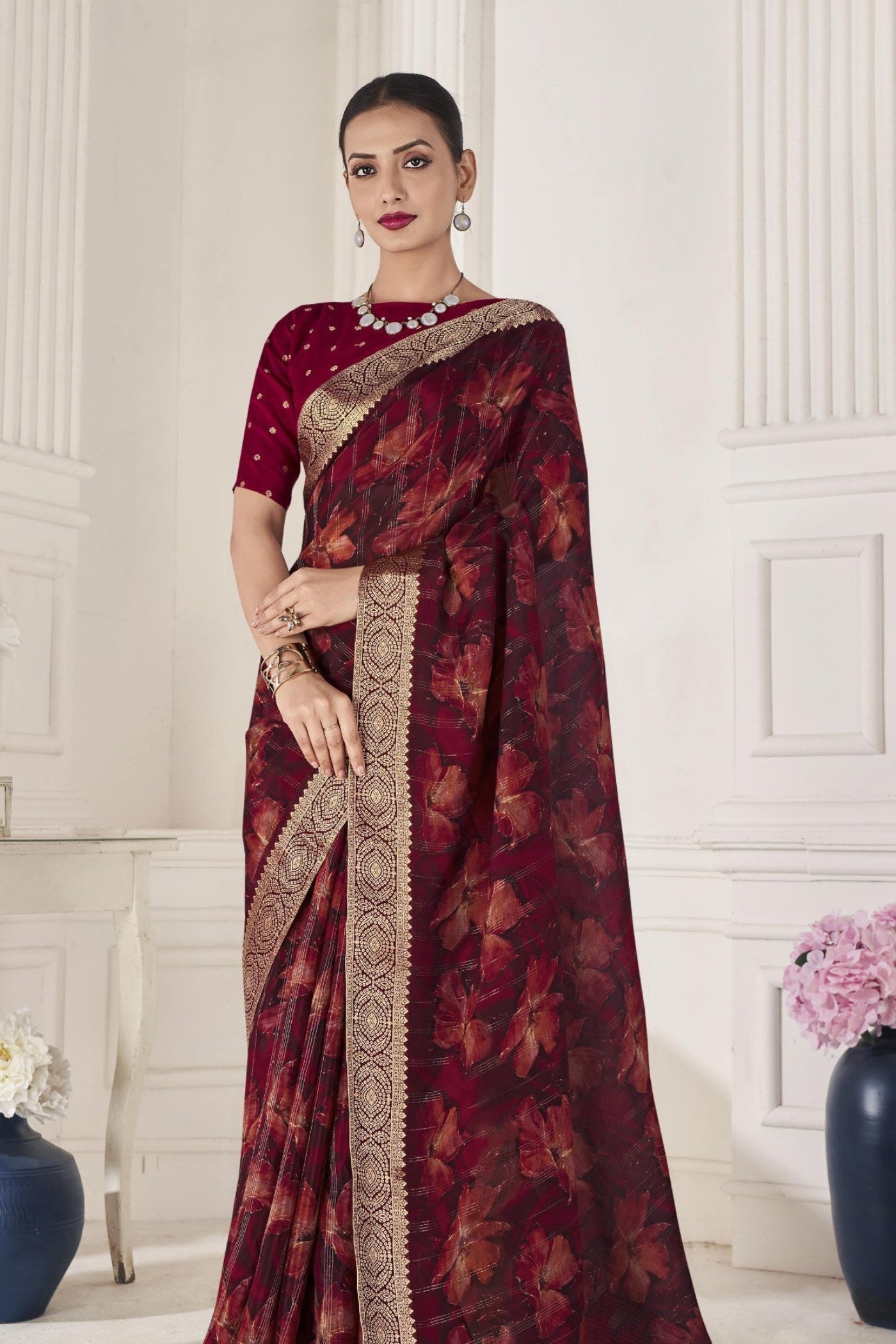 Espresso Brown Banarasi Silk Saree