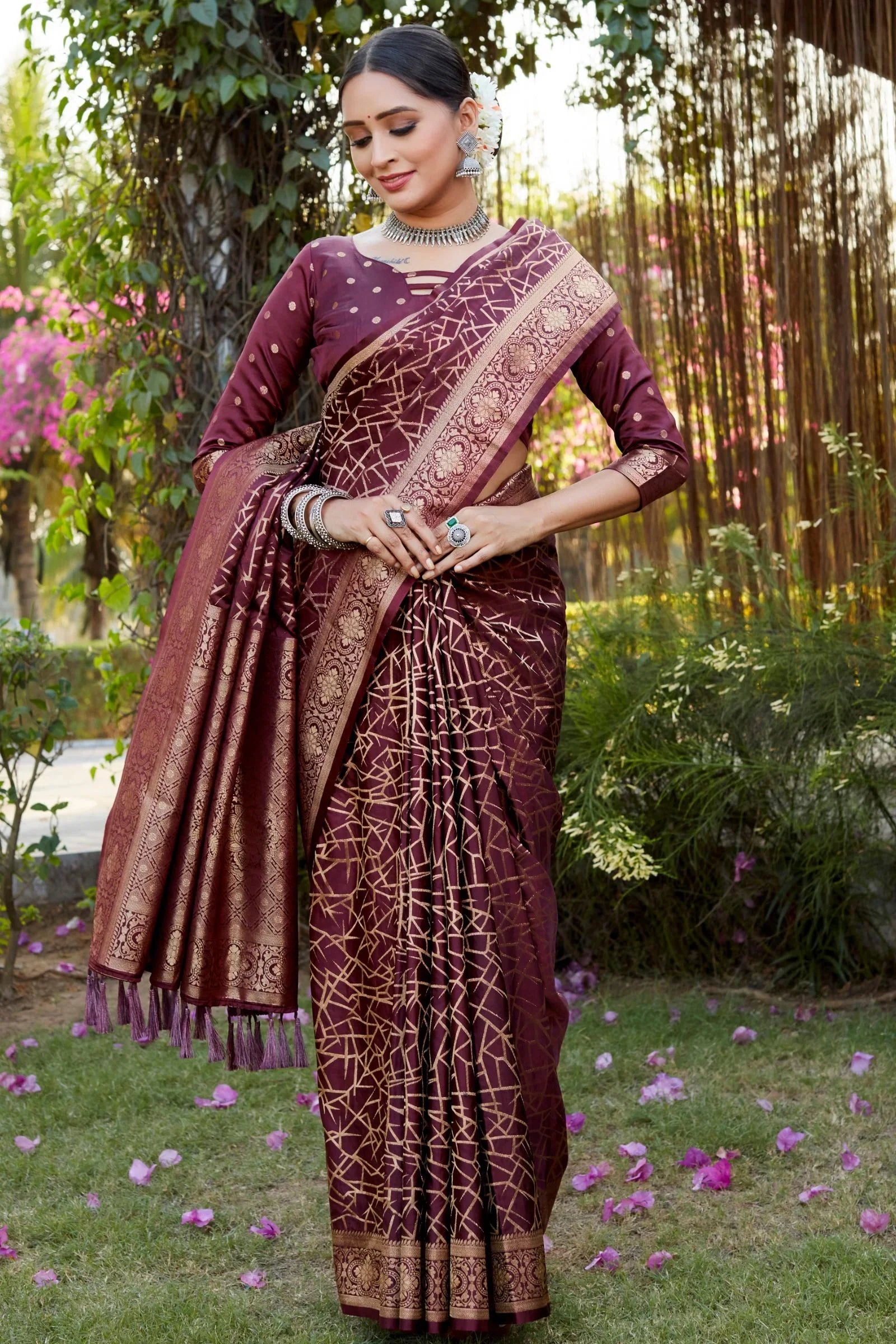 Maroon Color Pure Kanjivaram Soft Satin Silk Saree