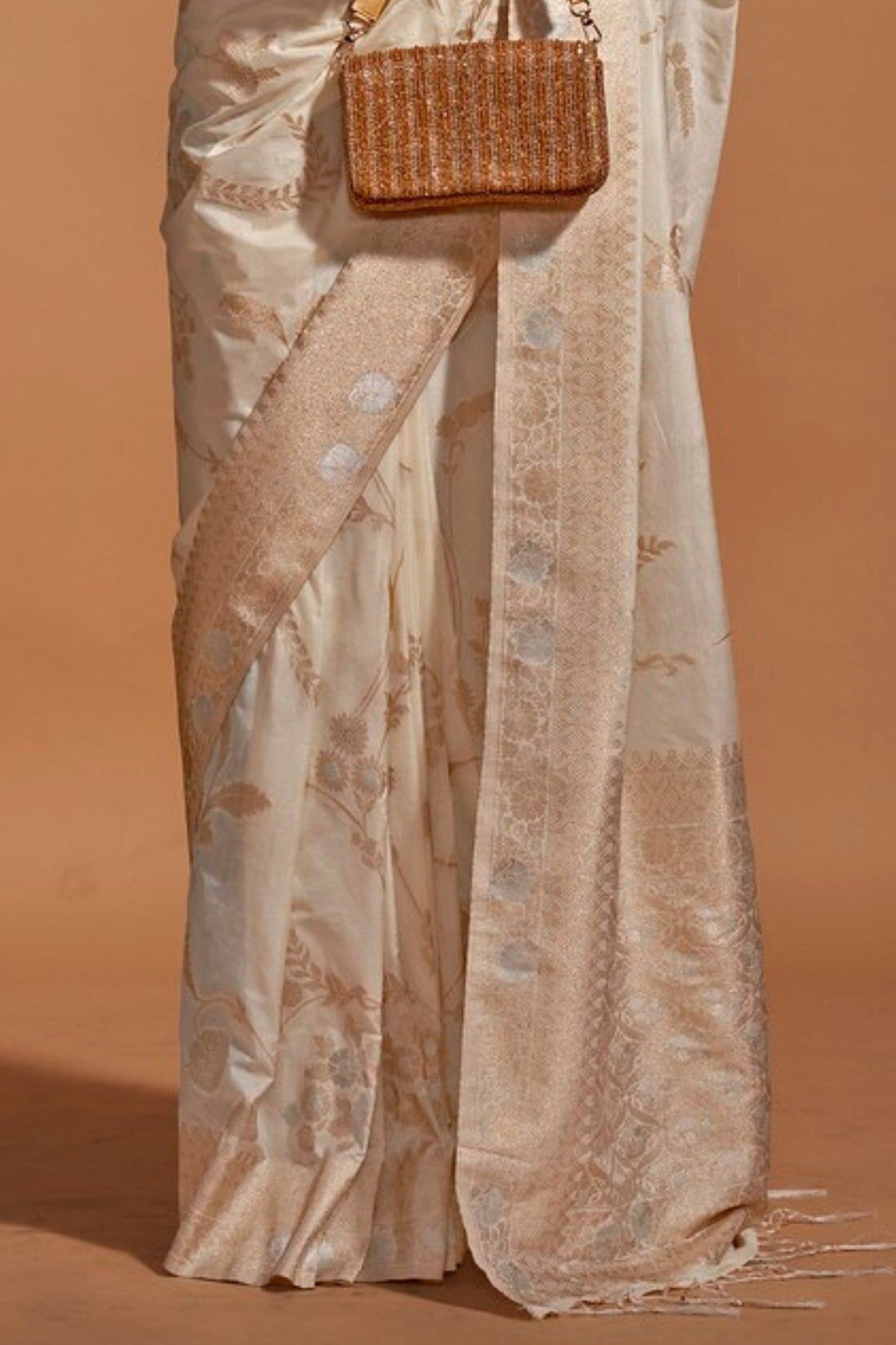 Stack Cream Georgette Handloom Saree