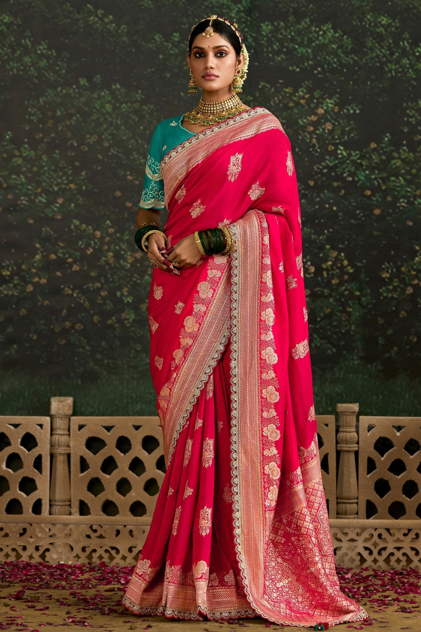 Bride Red Designer Banarasi Saree