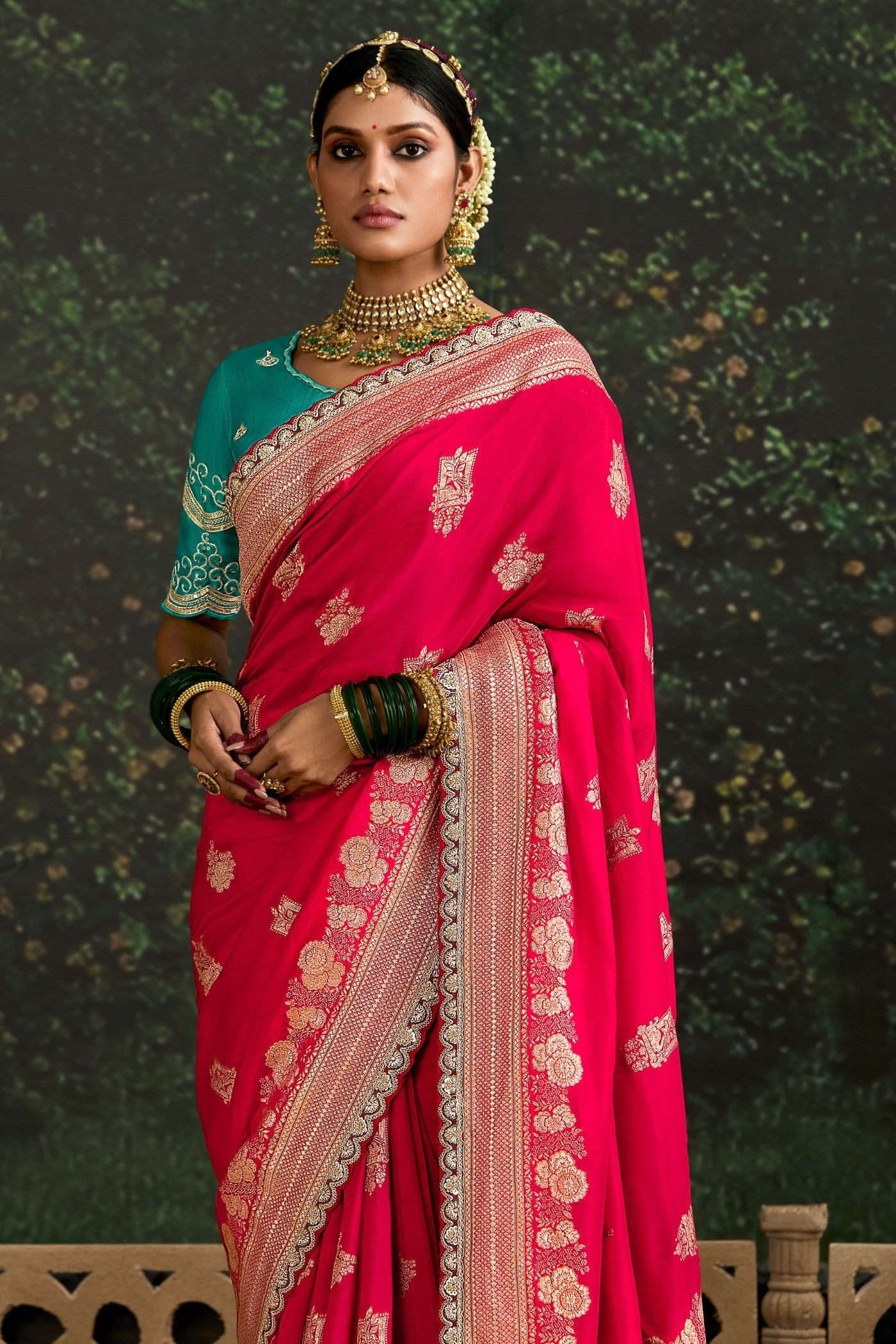 Bride Red Designer Banarasi Saree