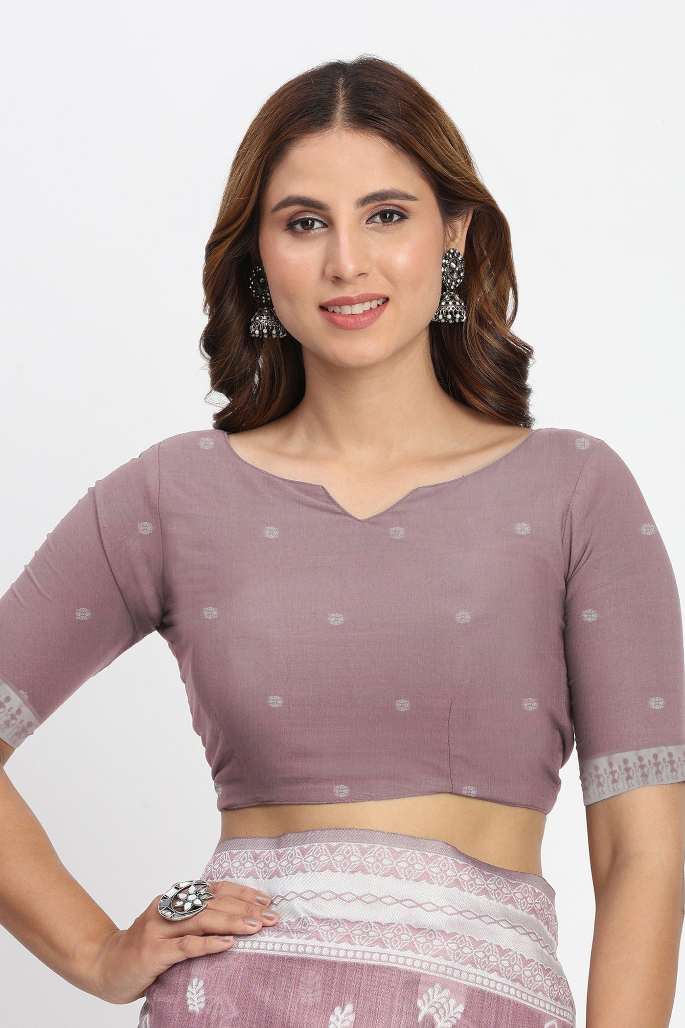 Mauve Purple Woven Linen Cotton Saree