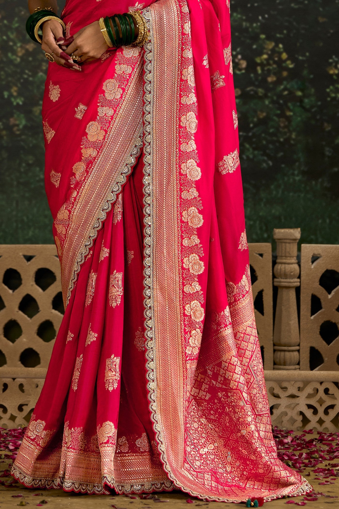 Bride Red Designer Banarasi Saree