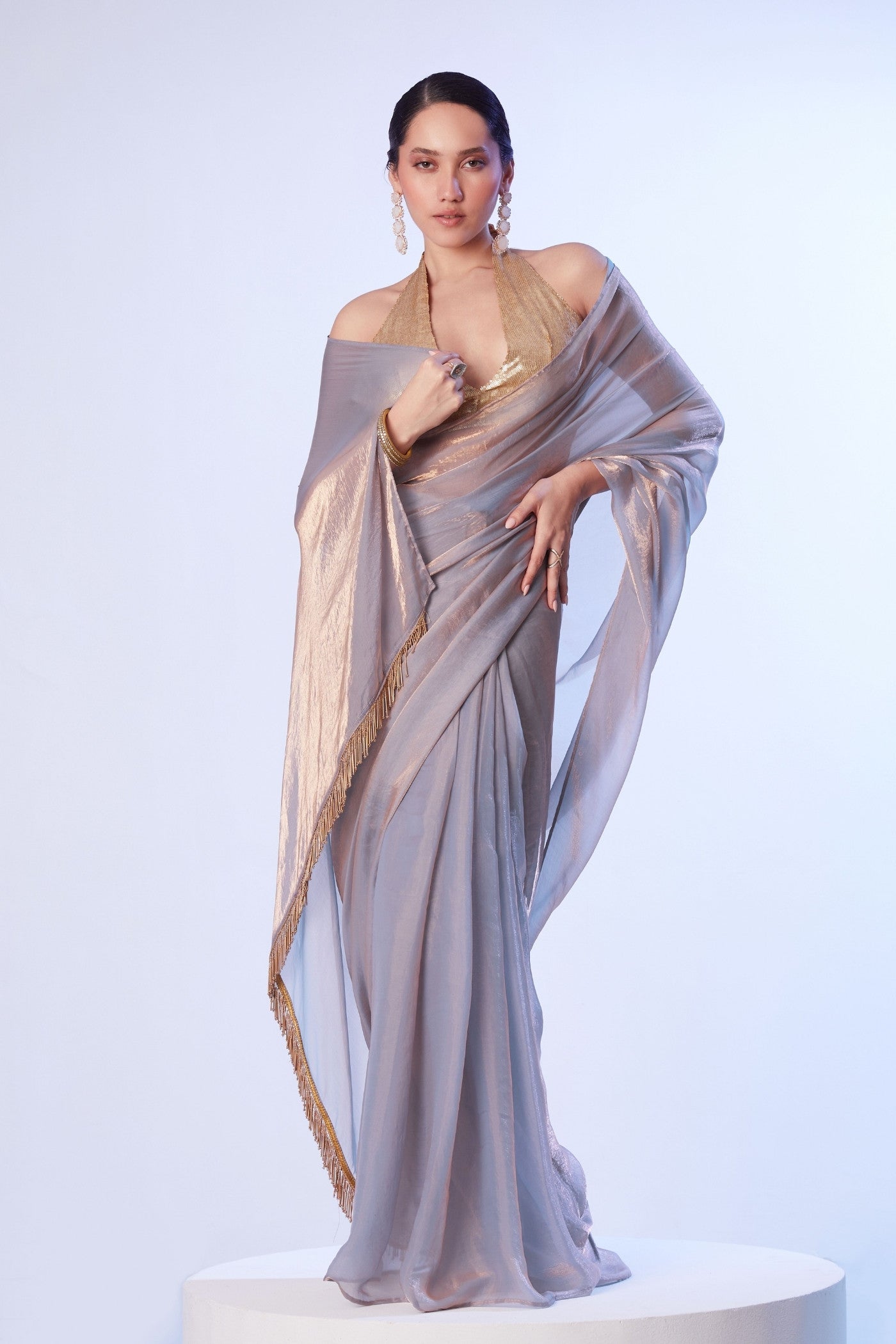 Waterloo Grey Designer Partywear Saree