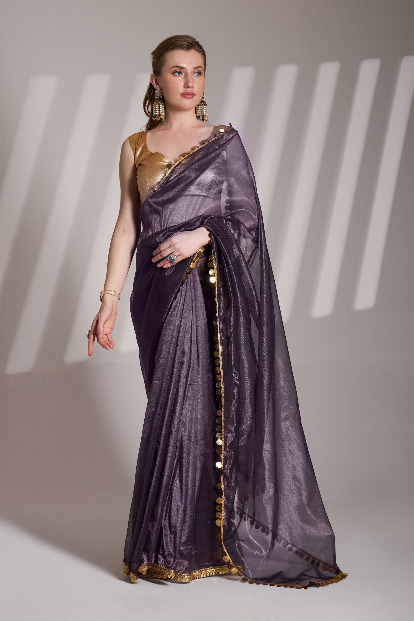 Thunder Black Partywear Net Saree