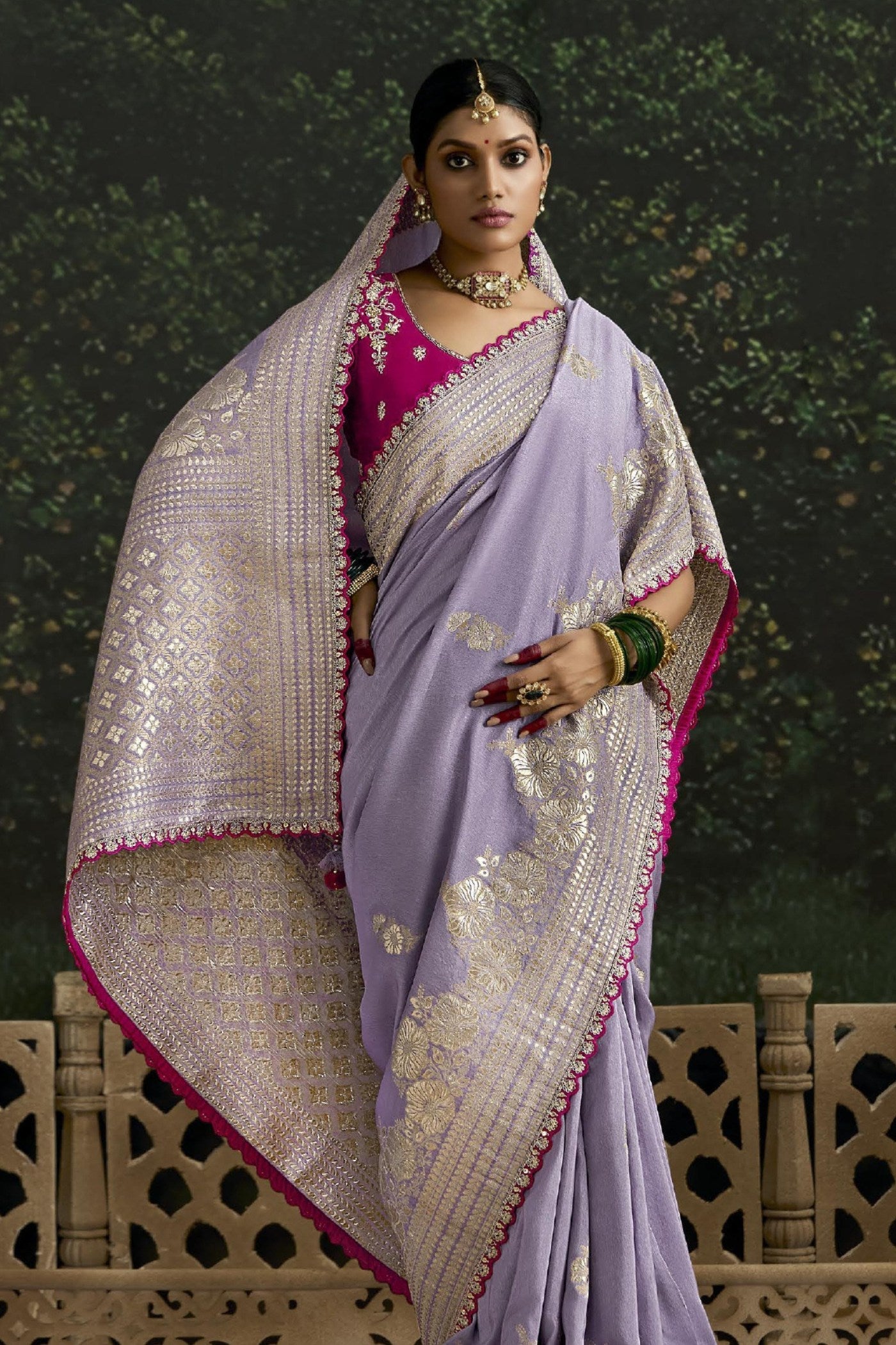 Lilac Purple Designer Banarasi Saree