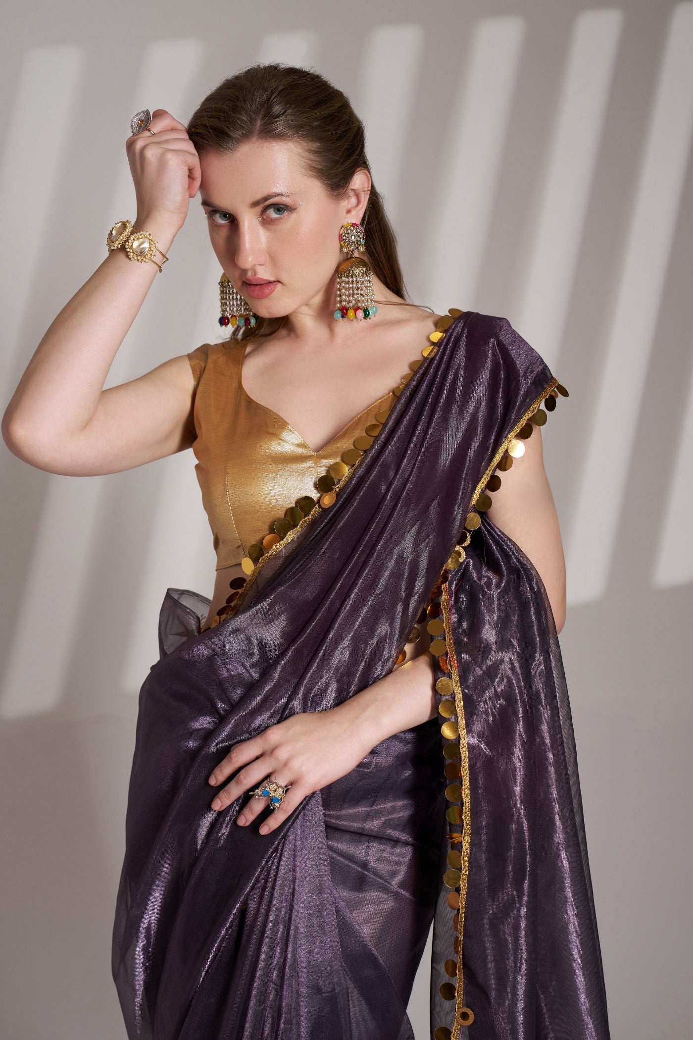 Thunder Black Partywear Net Saree