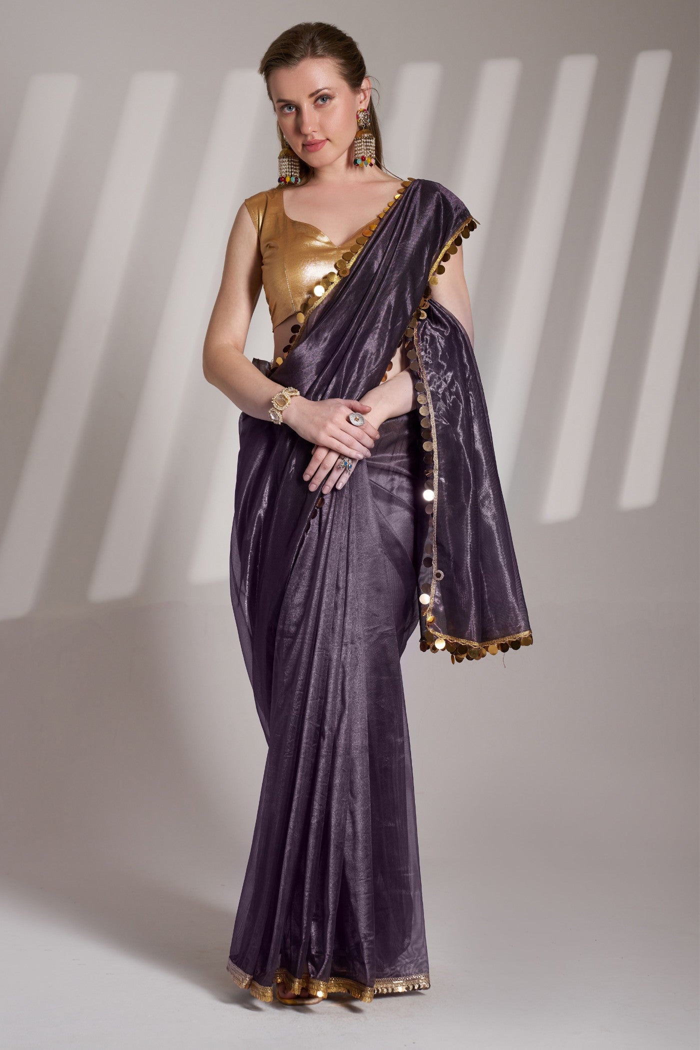 Thunder Black Partywear Net Saree