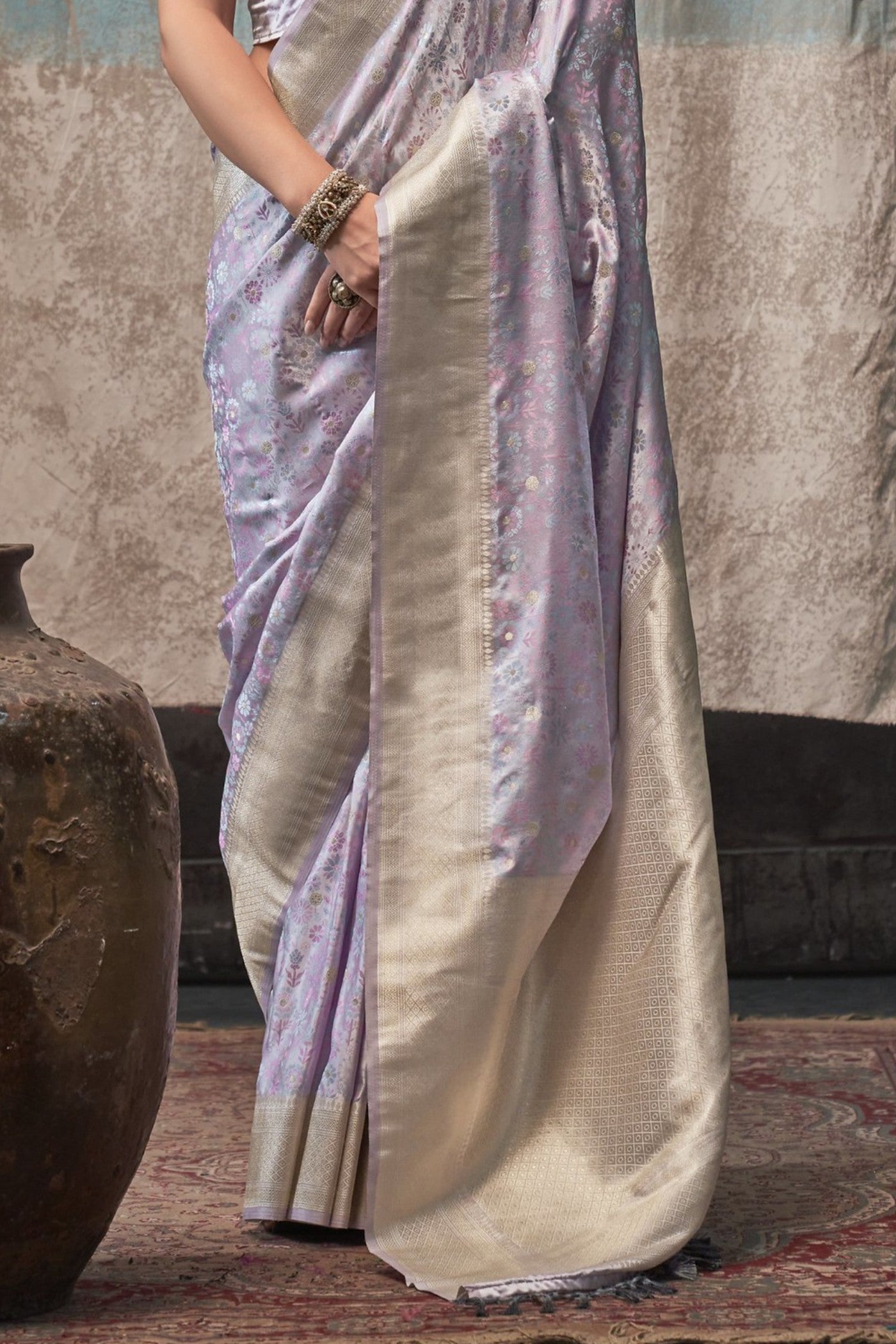 Shadows Grey Banarasi Handloom Saree