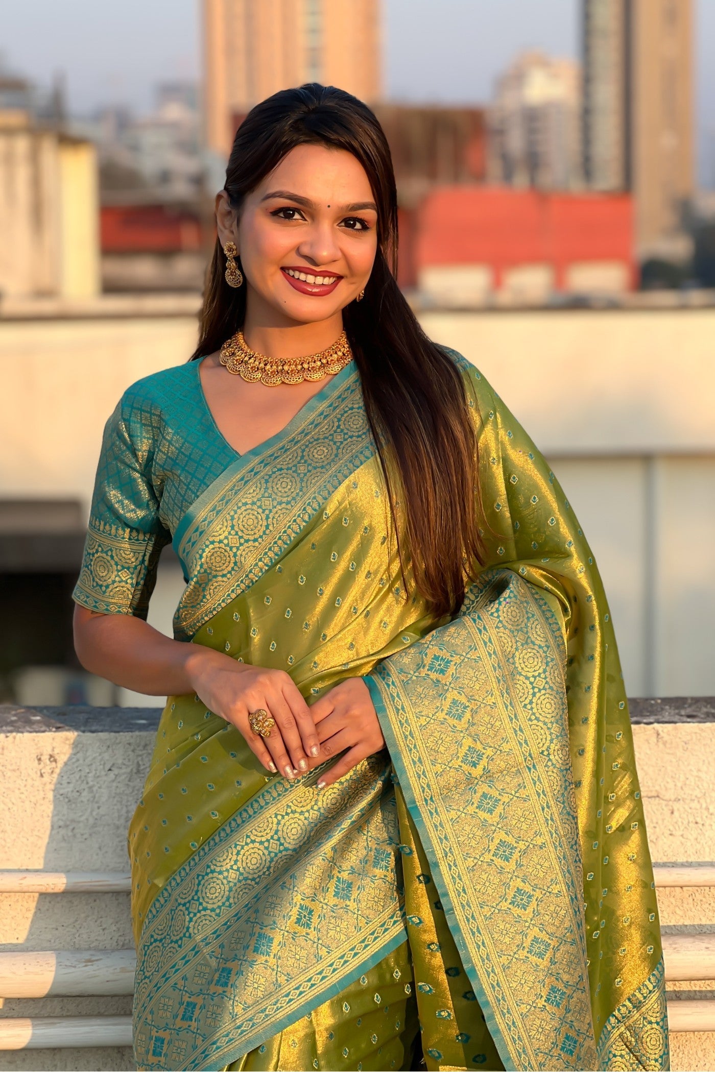 Himalaya Green Woven Banarasi Saree