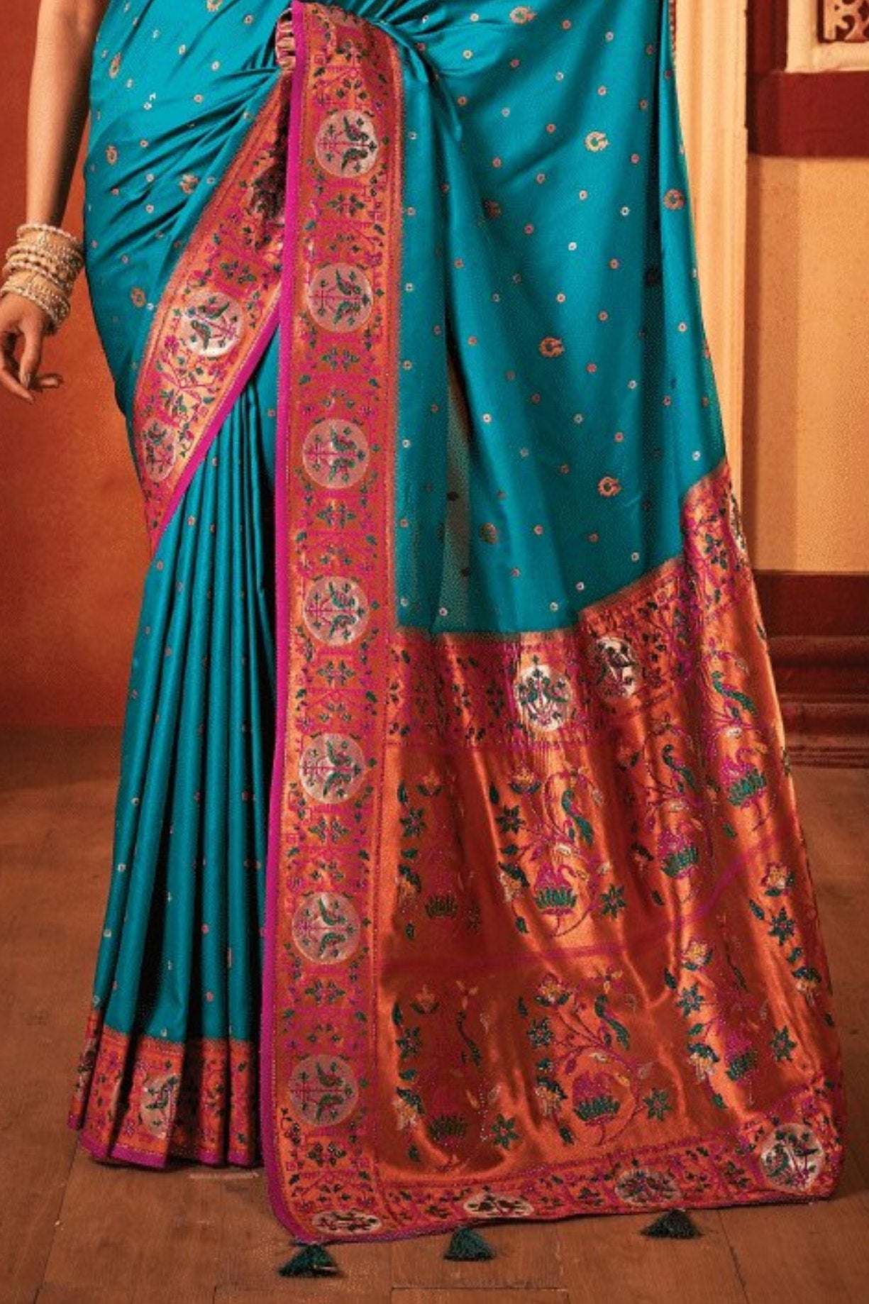 Atoll Blue Woven Paithani Saree