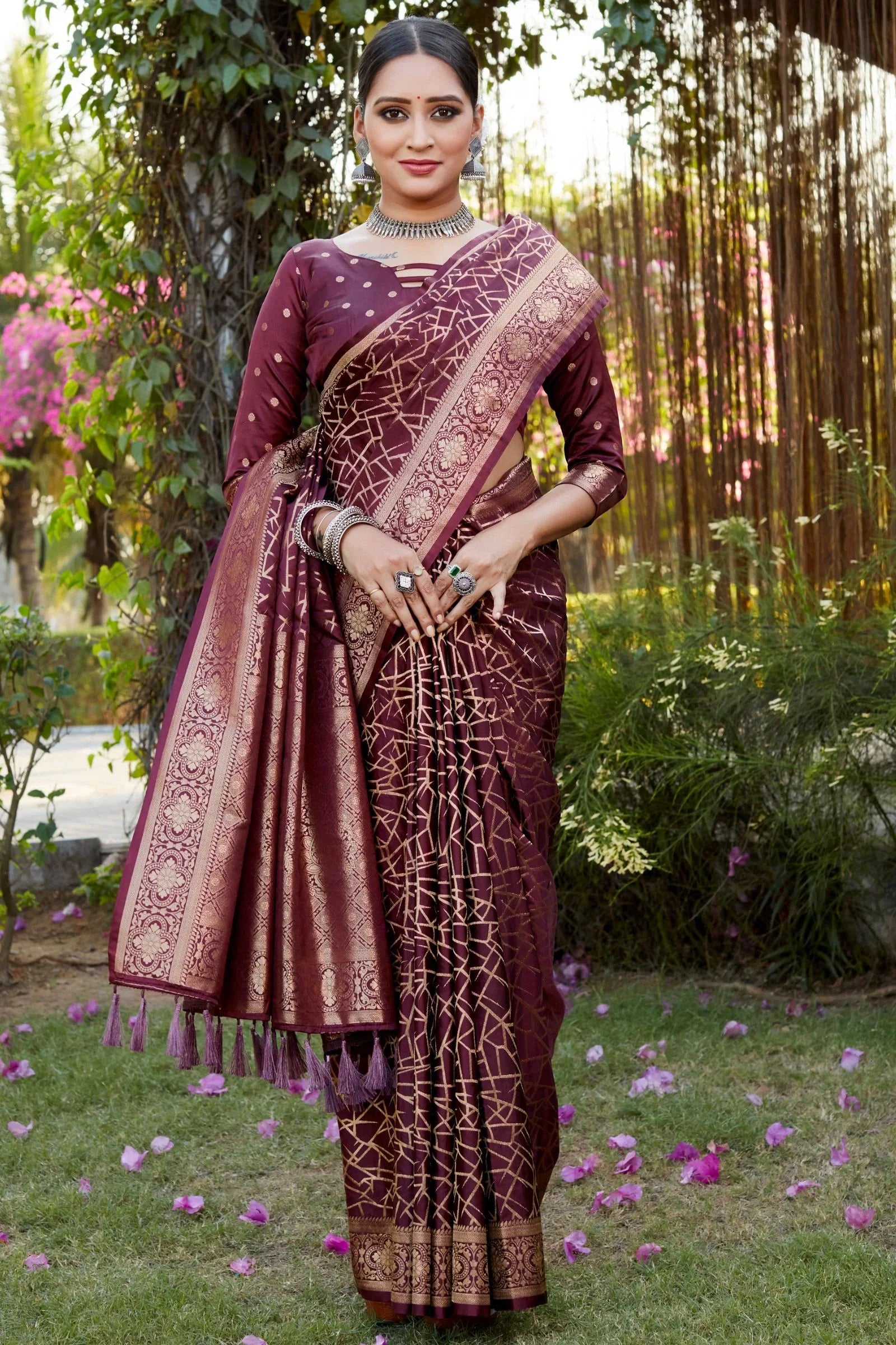 Maroon Color Pure Kanjivaram Soft Satin Silk Saree