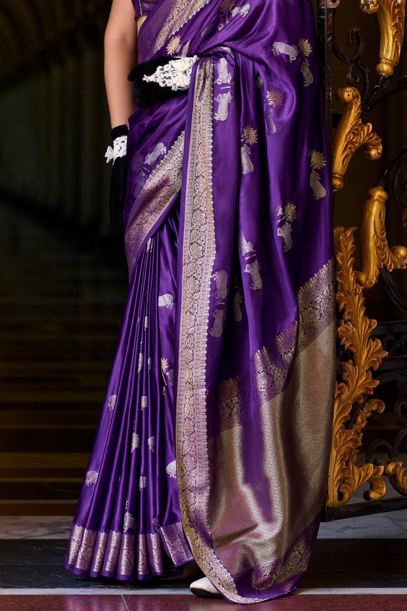 Lollipop Purple Handloom Satin Silk Saree