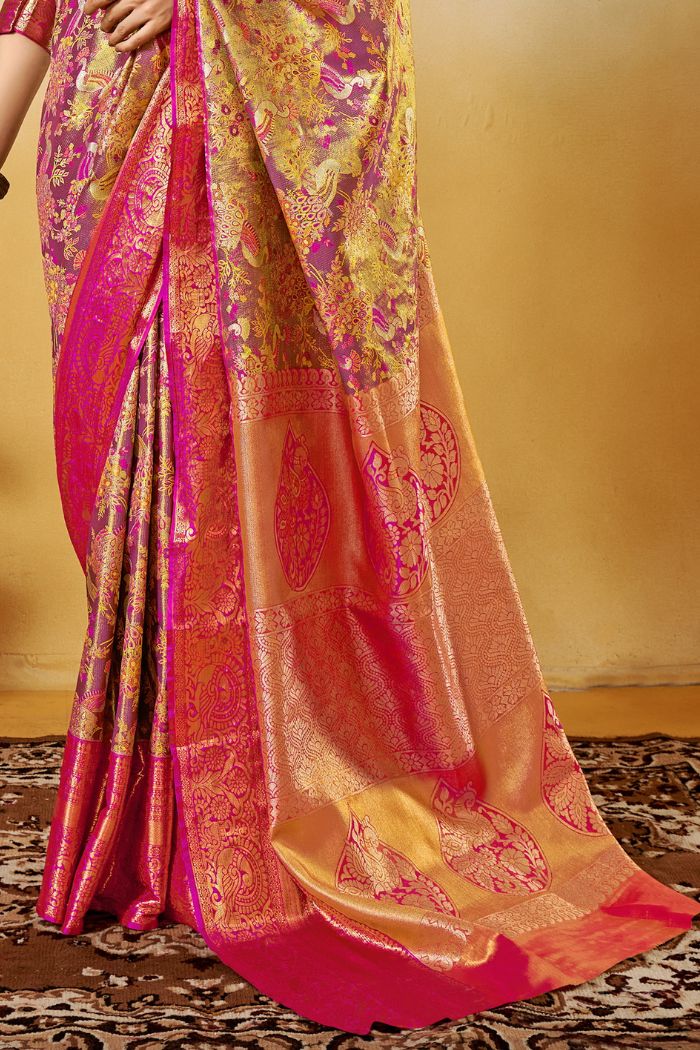 Contessa Pink Woven Kanjivaram Saree