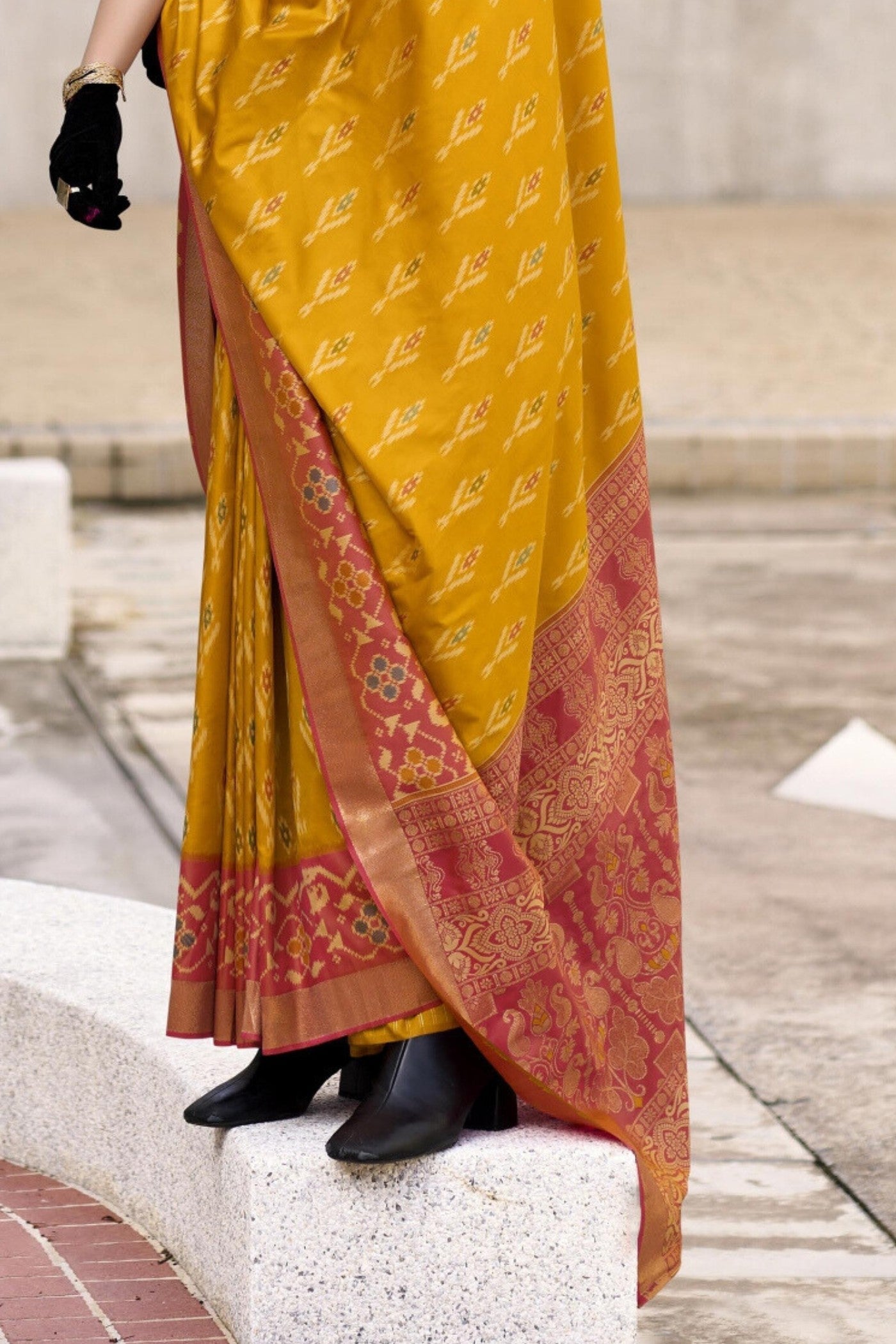 Tulip Yellow Woven Banarasi Soft Silk Saree