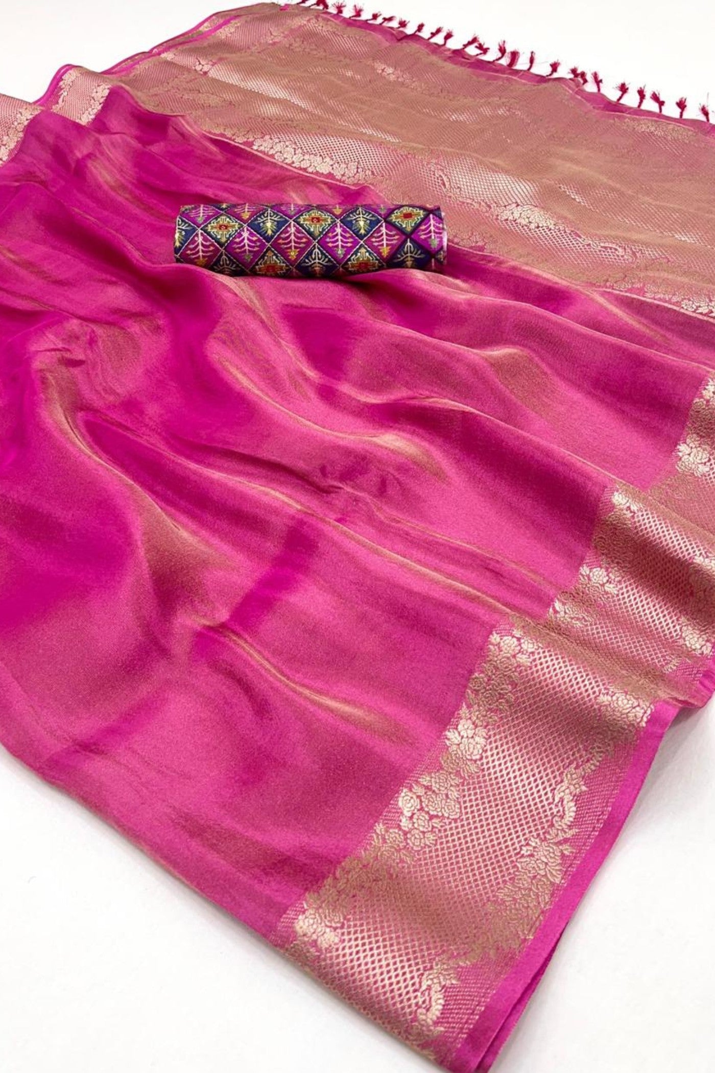 Blossom Pink Tissue Silk Saree